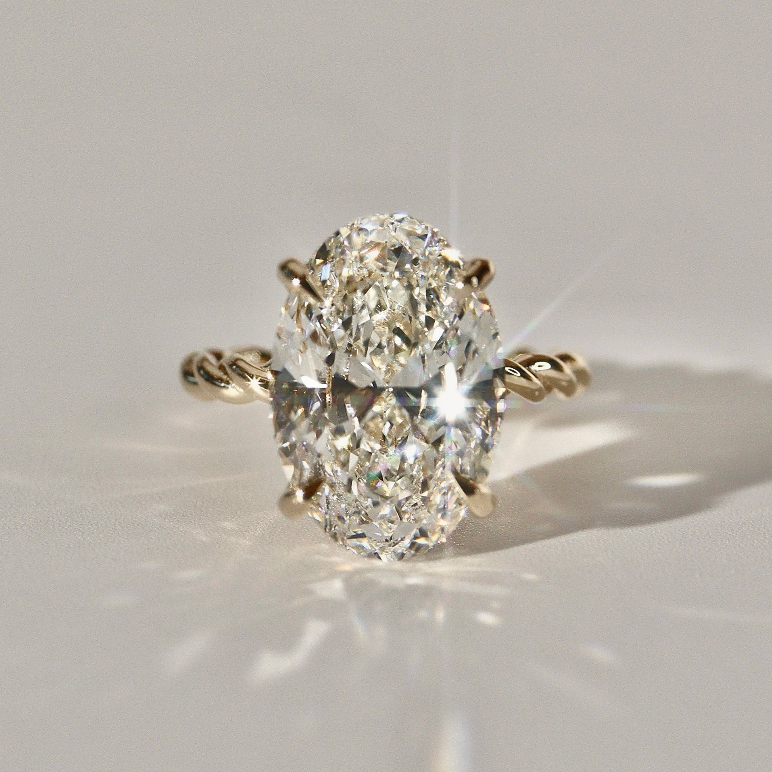 Amara Rope Oval Hidden Halo Engagement Ring, Moissanite/Lab Grown Diamond