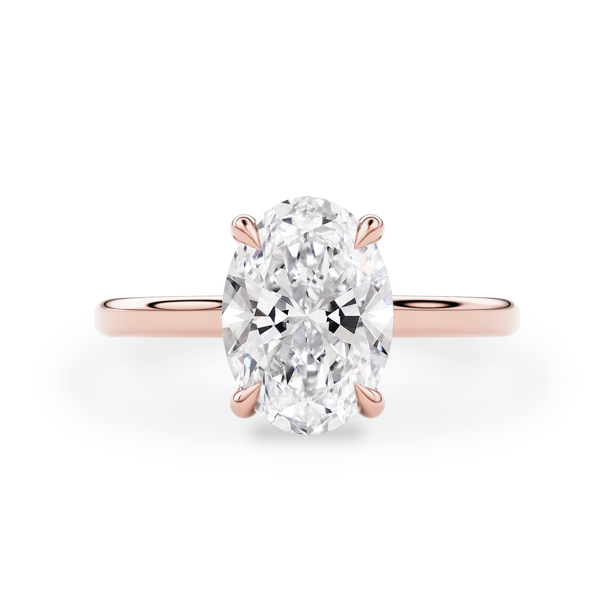 Ivy Oval Cut Hidden Halo Solitaire Engagement Ring, Cathedral Band