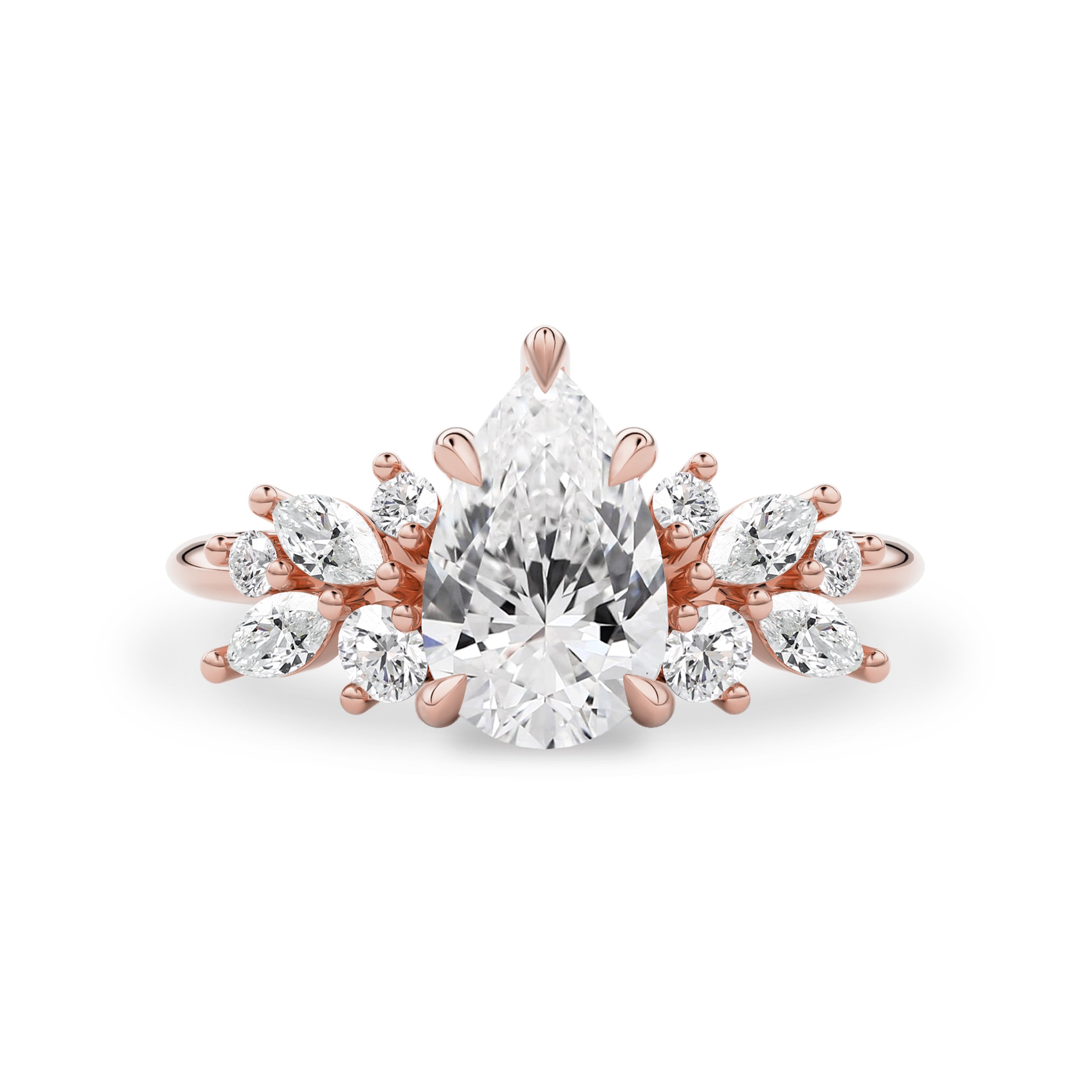 Pear Anna's Dream Engagement Ring, Pear With Marquise