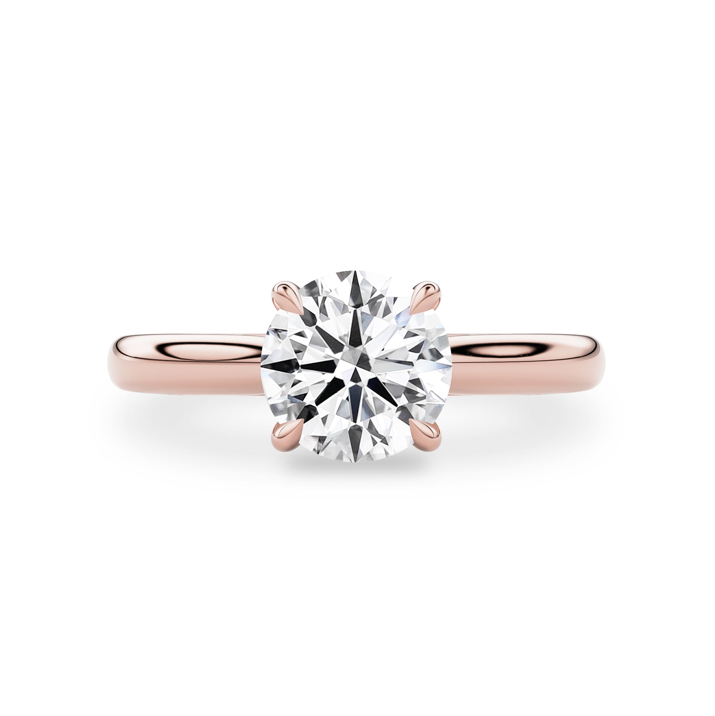 Claire Round Brilliant Cut Cathedral Solitaire Engagement Ring, Moissanite/Lab Grown Diamond