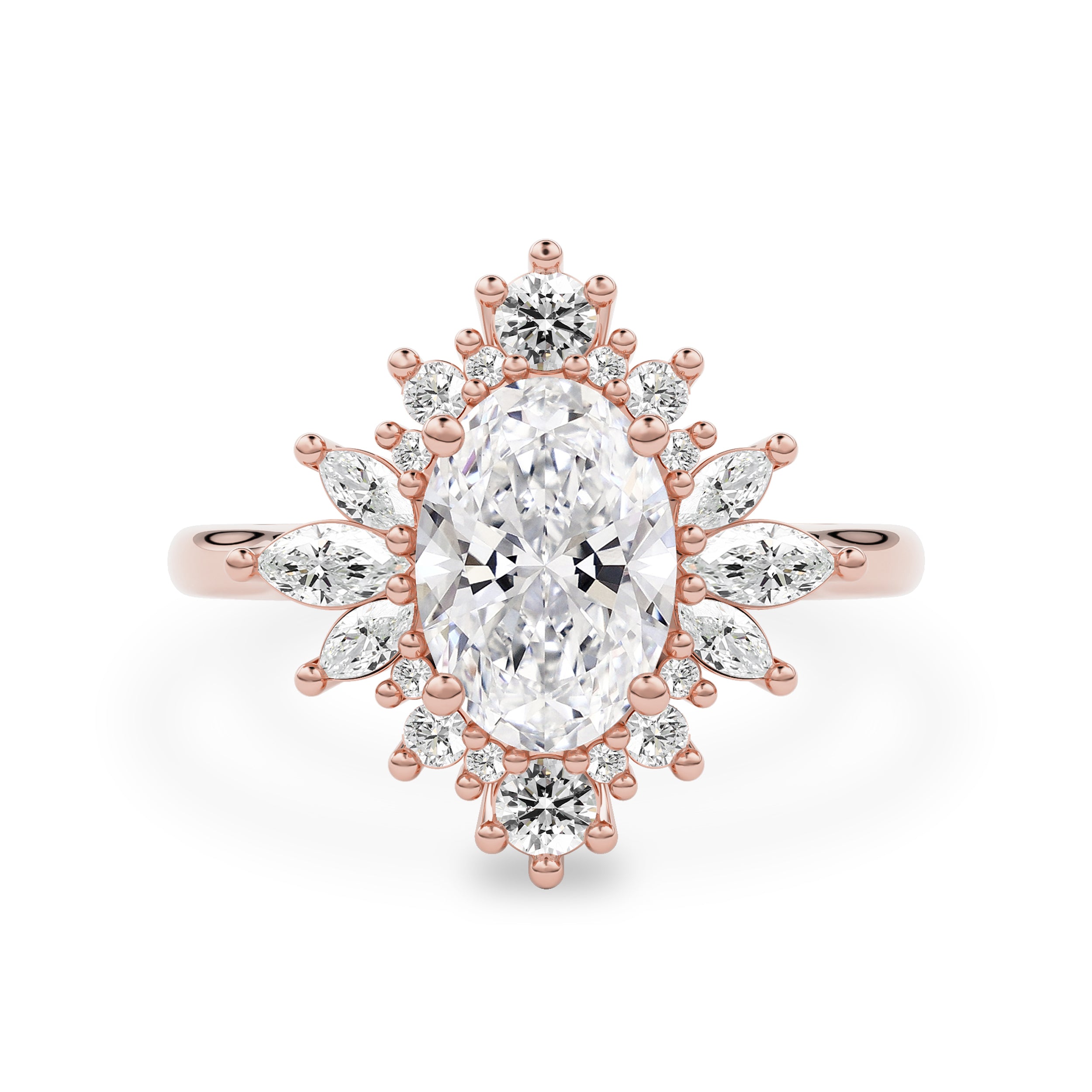 Mila Wings Halo Engagement Ring, Oval With Marquise