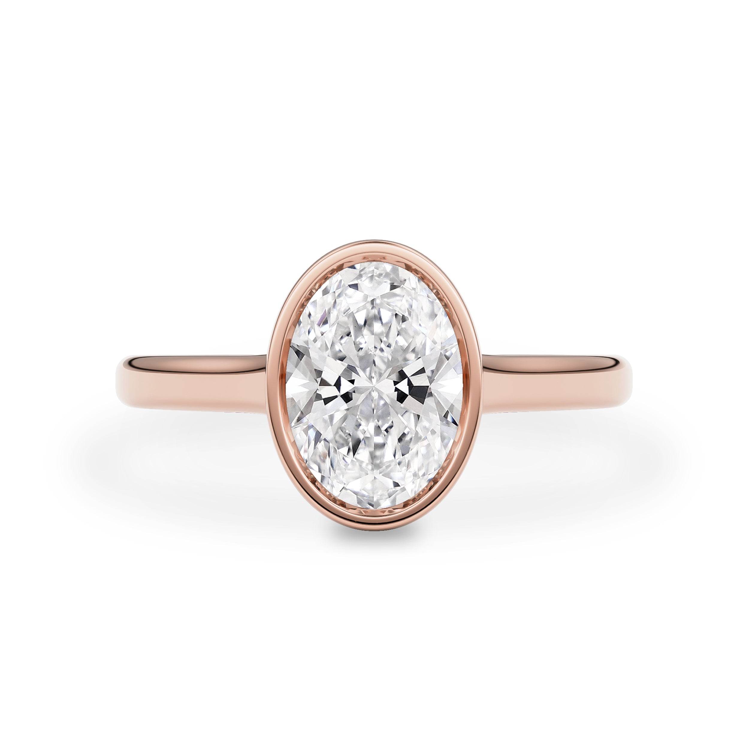 Carmen Oval Cut Full Bezel Cathedral Solitaire Engagement Ring