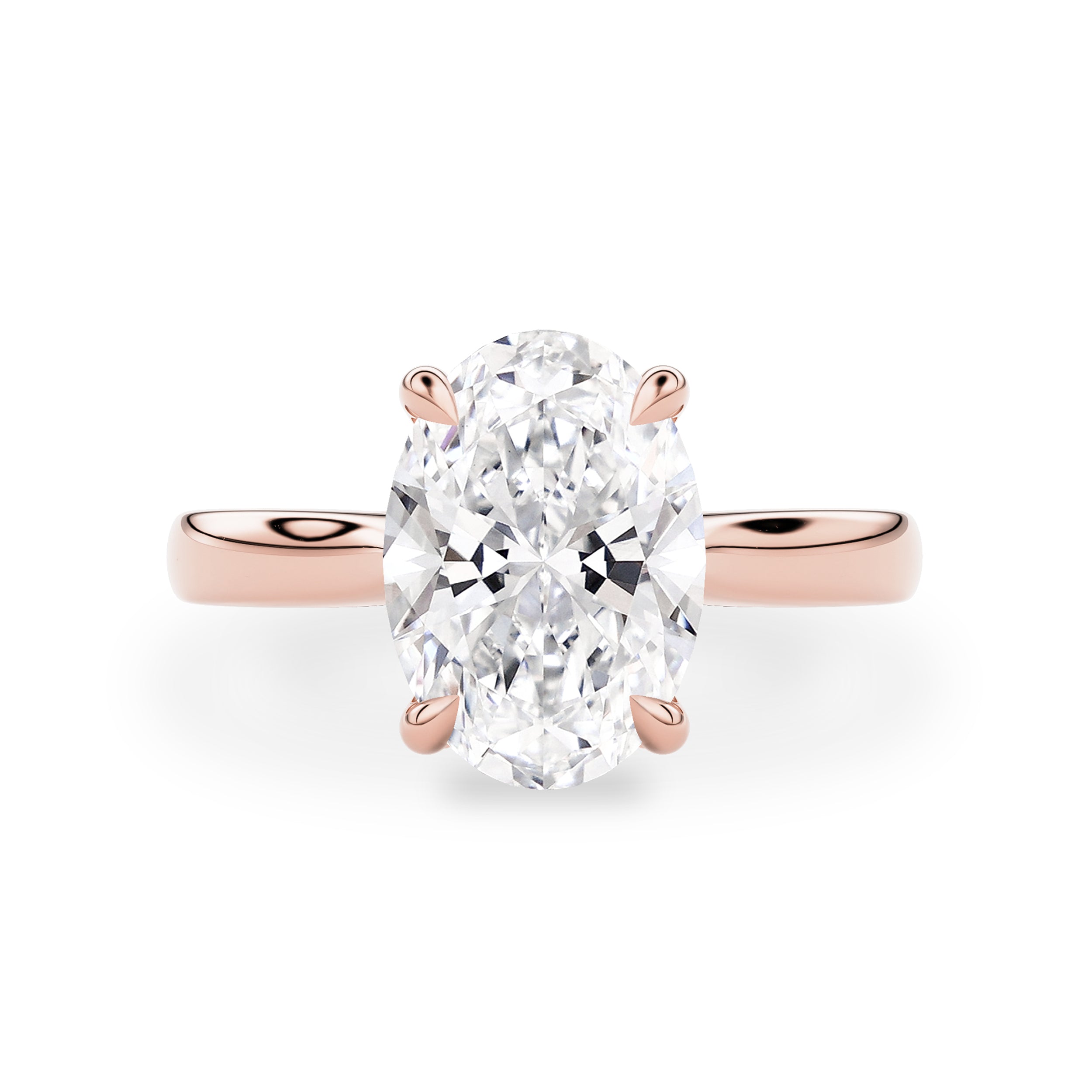 Lyra Oval Cut Solitaire Cathedral Engagement Ring, Moissanite/Lab Grown Diamond