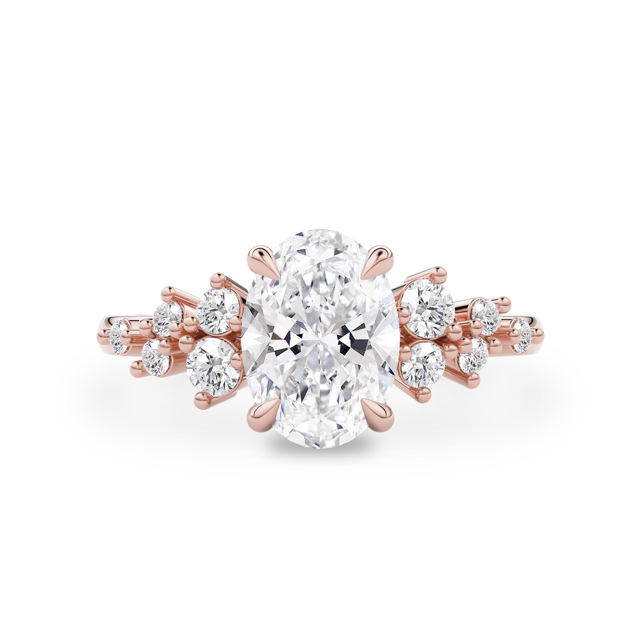 Elena Oval Cut Cluster Engagement Ring, Moissanite/Lab Grown Diamond
