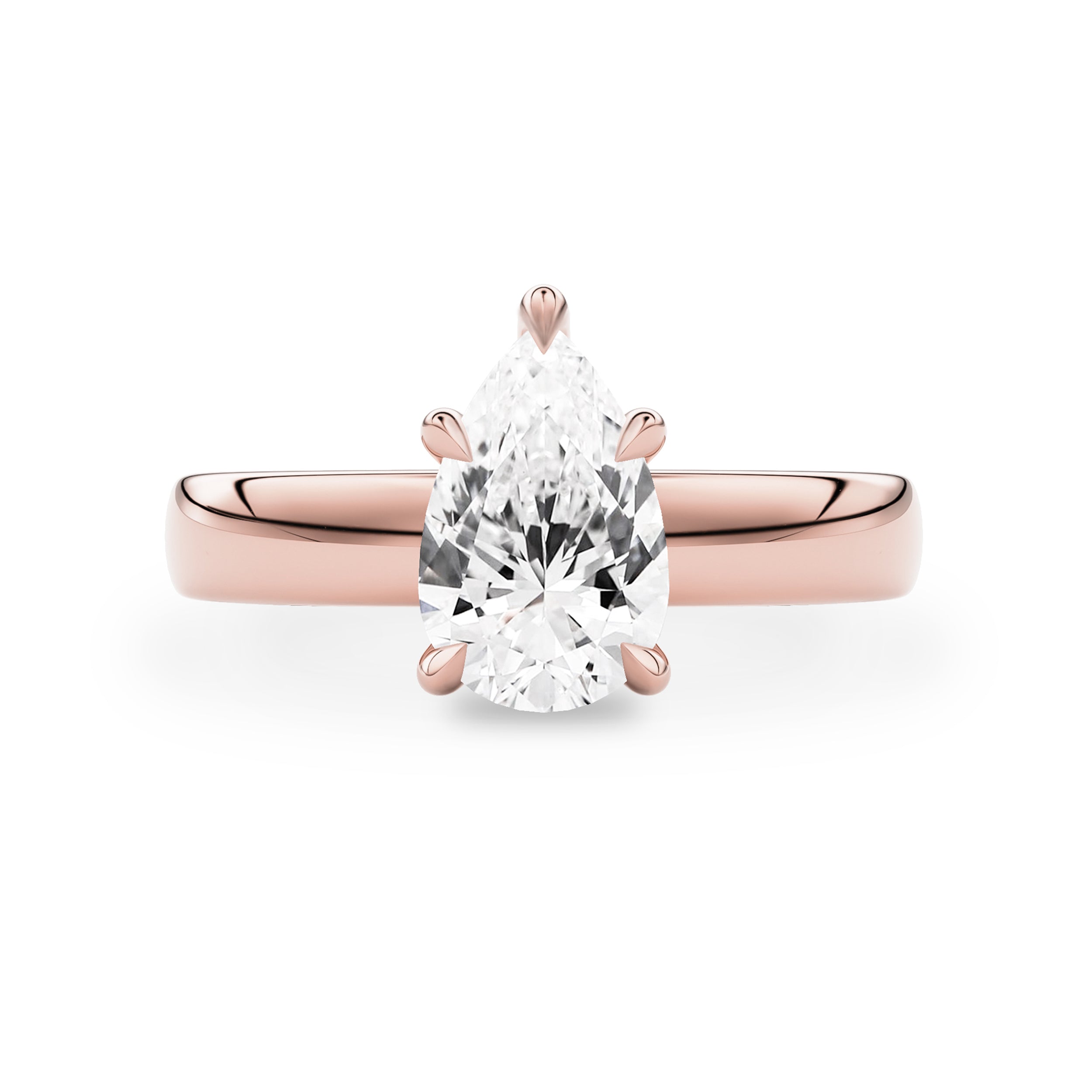 Pear Stephanie 3.5mm Band Solitaire Engagement Ring, Moissanite/Lab Diamond