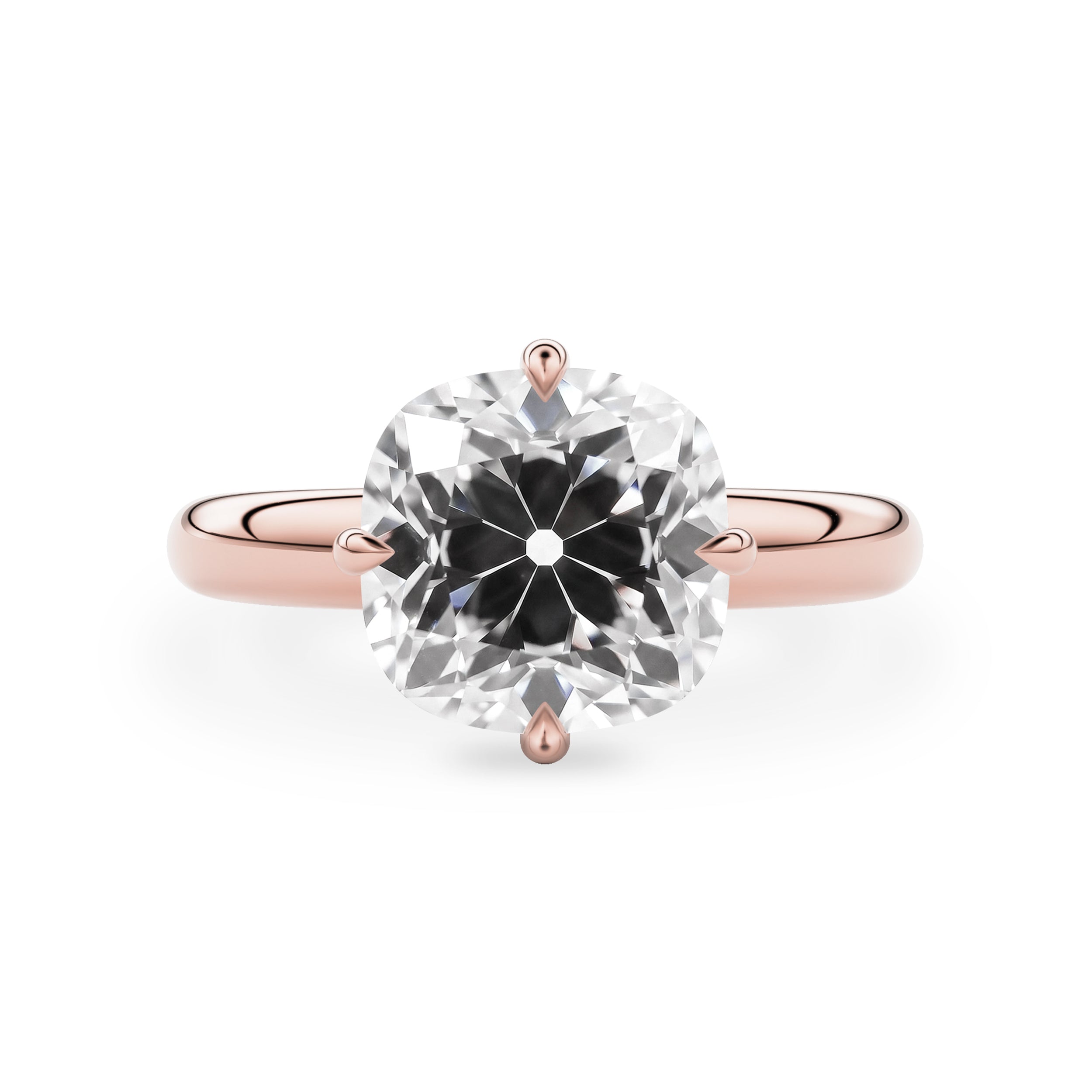 Eleanor Old Mine Cushion Moissanite Solitaire Engagement Ring