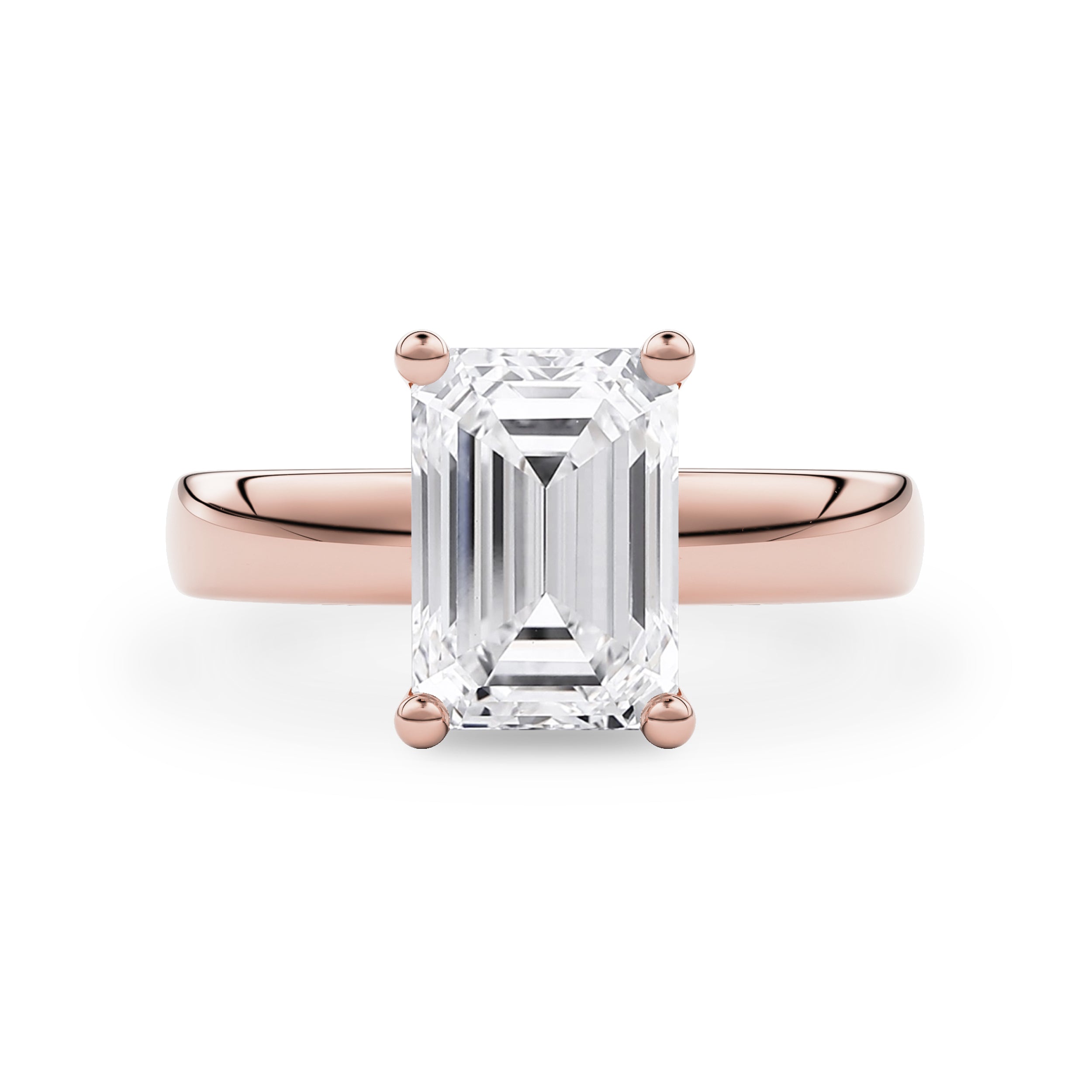 Stephanie Emerald Cut Cigar Band Solitaire Engagement Ring, Moissanite/Lab Diamond