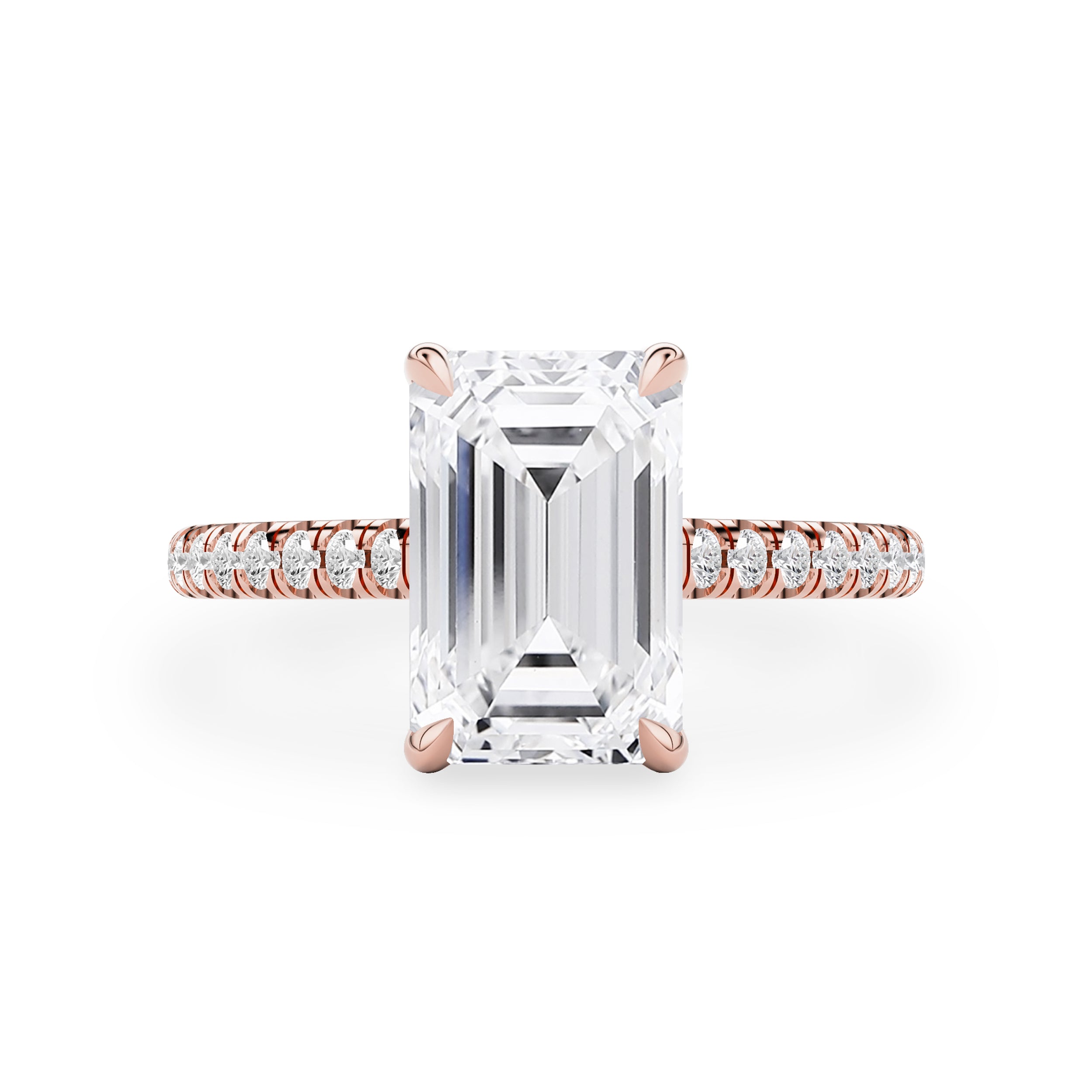 Riley Emerald Hidden Halo Engagement Ring, Moissanite/Lab Grown Diamond