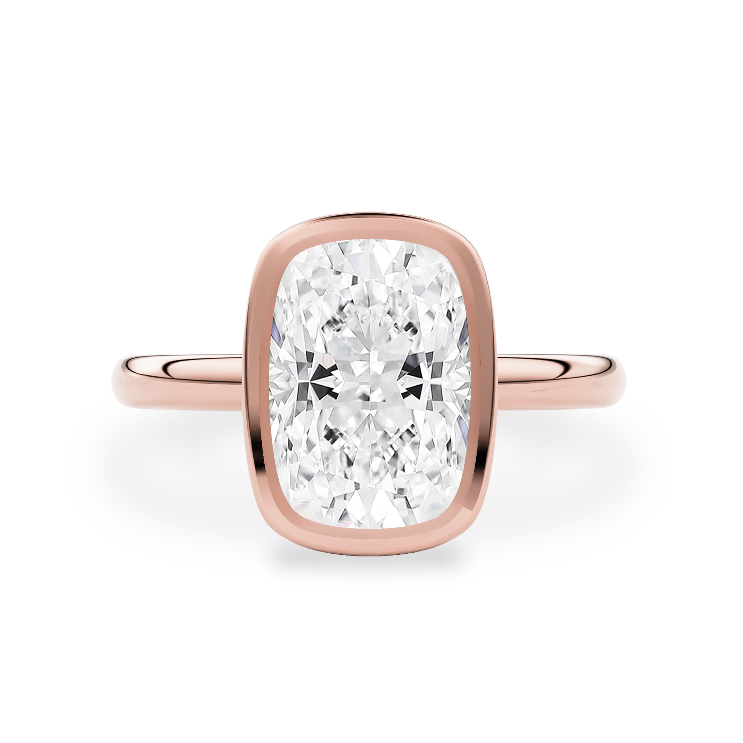 Elowen Elongated Cushion Bezel Solitaire Petal Gallery Engagement Ring