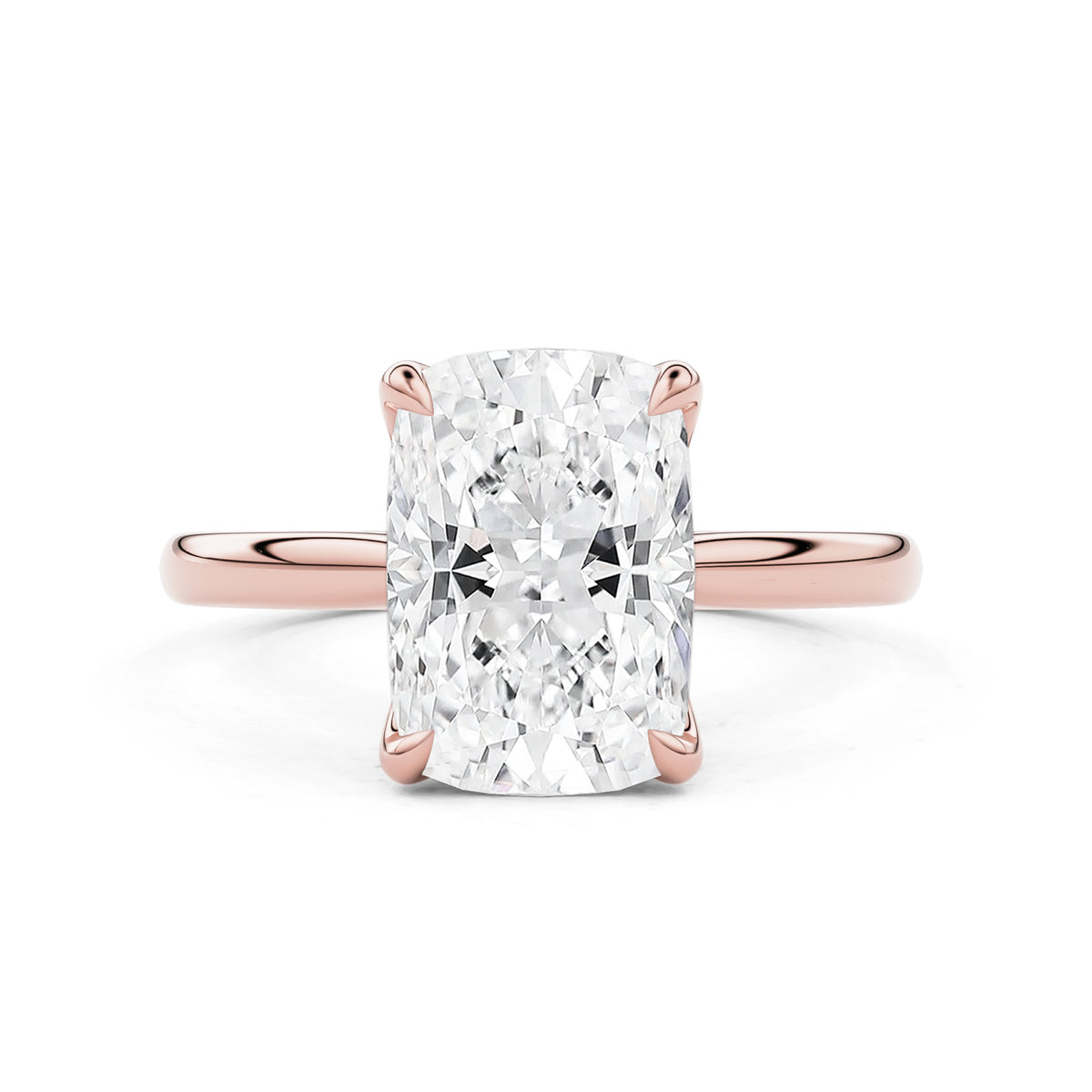 Elara Elongated Cushion Petal Prong Cathedral Engagement Ring