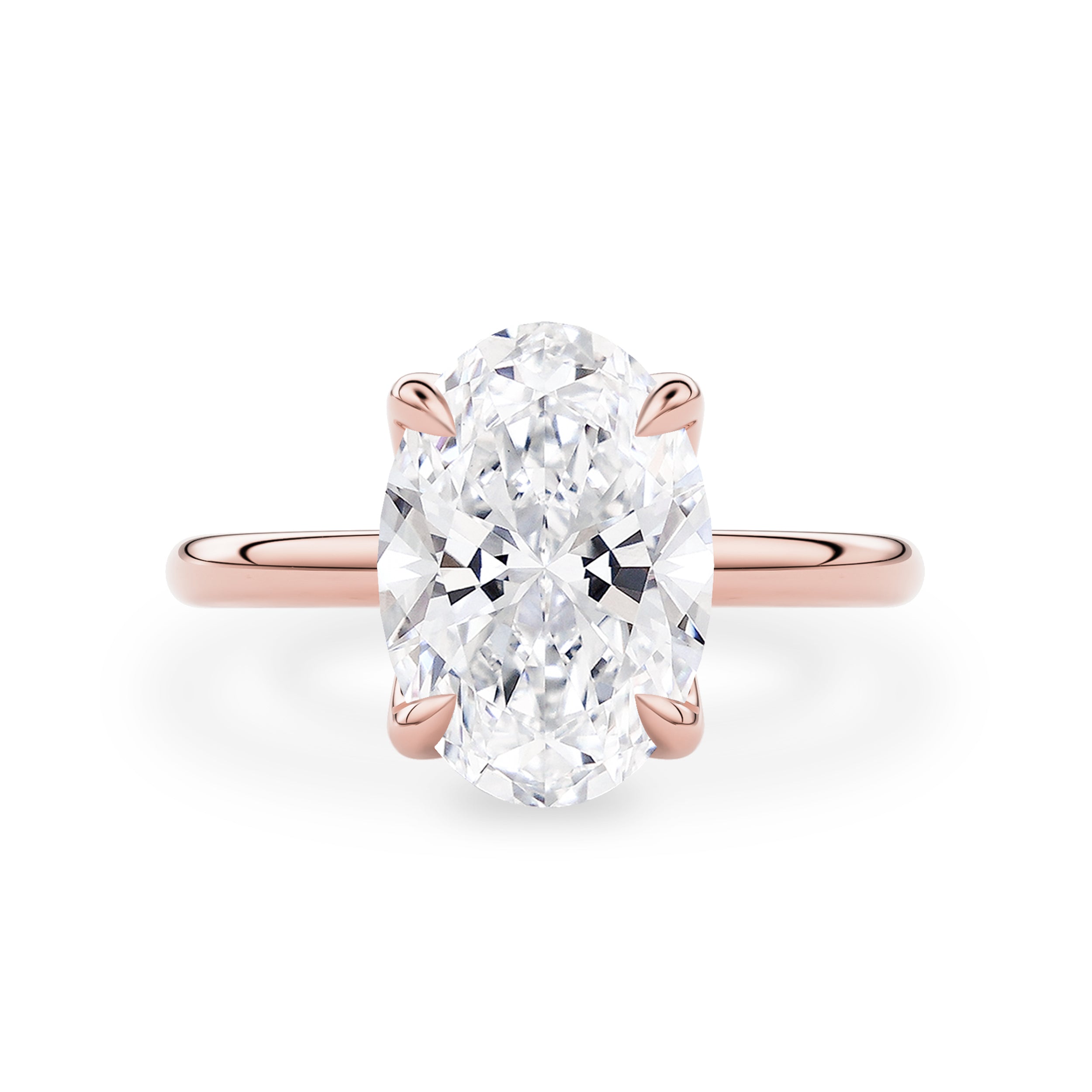 Oval Purity Petal Solitaire Engagement Ring, Moissanite/Lab Grown Diamond