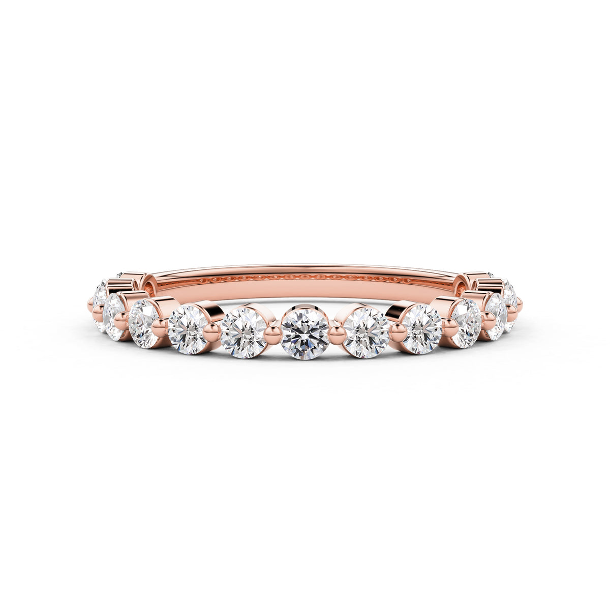 Round Single Shared Prong Half Circle Eternity Ring