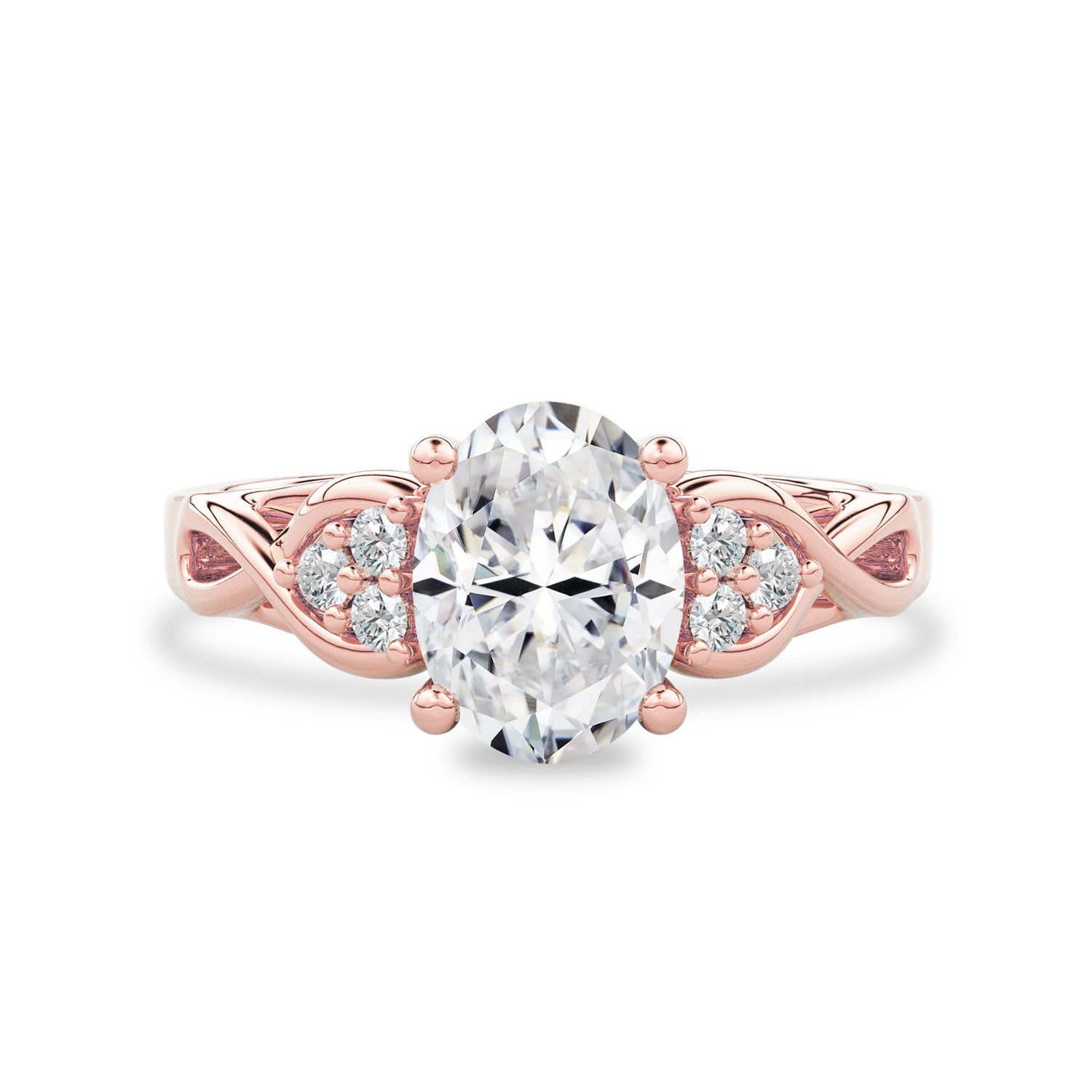 Serene Swan Oval Infinity Engagement Ring, Cathedral