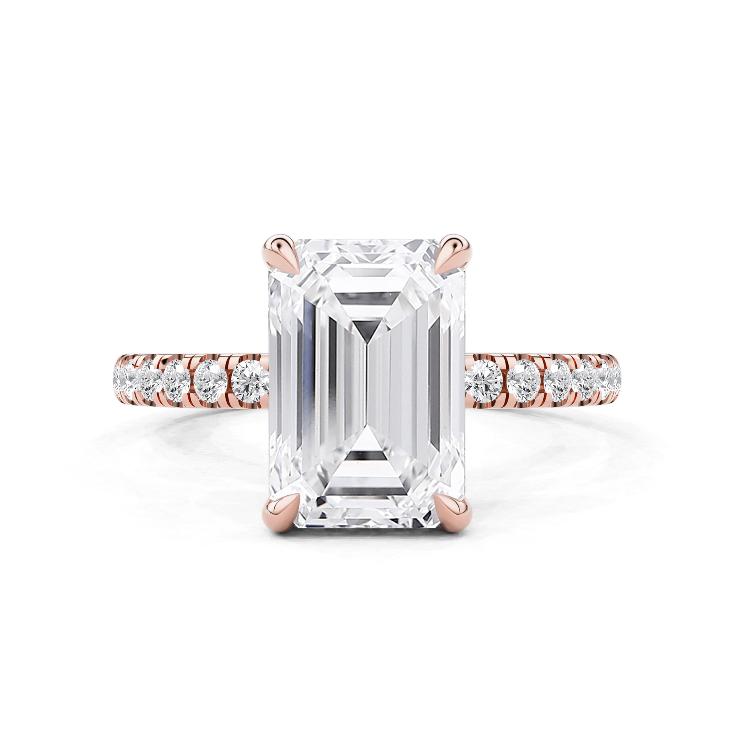 Kamila Emerald Cut Pavé Crown Hidden Halo Engagement Ring
