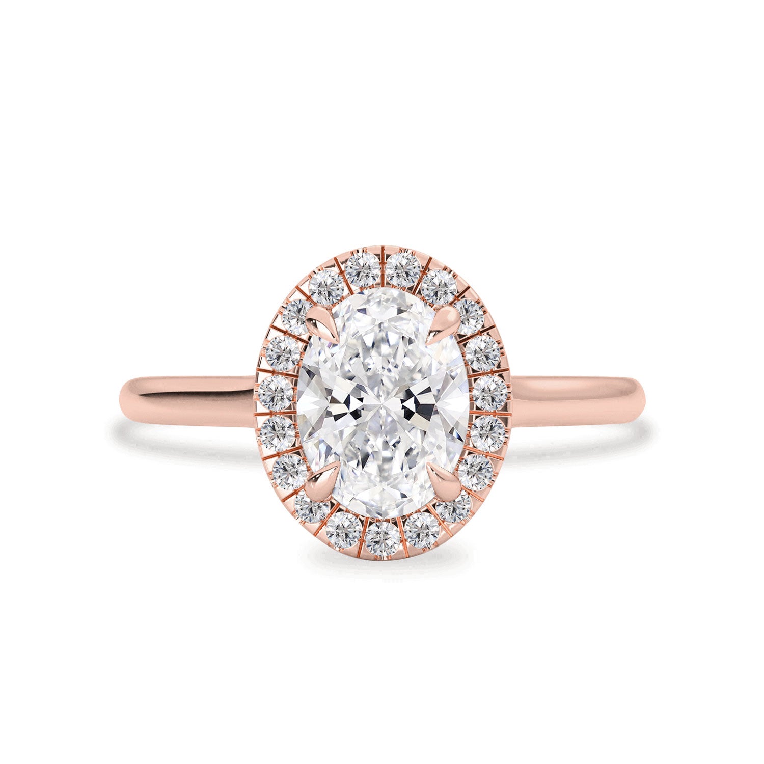 Stella Oval Forever Halo Engagement Ring, Moissanite/Lab Grown Diamond
