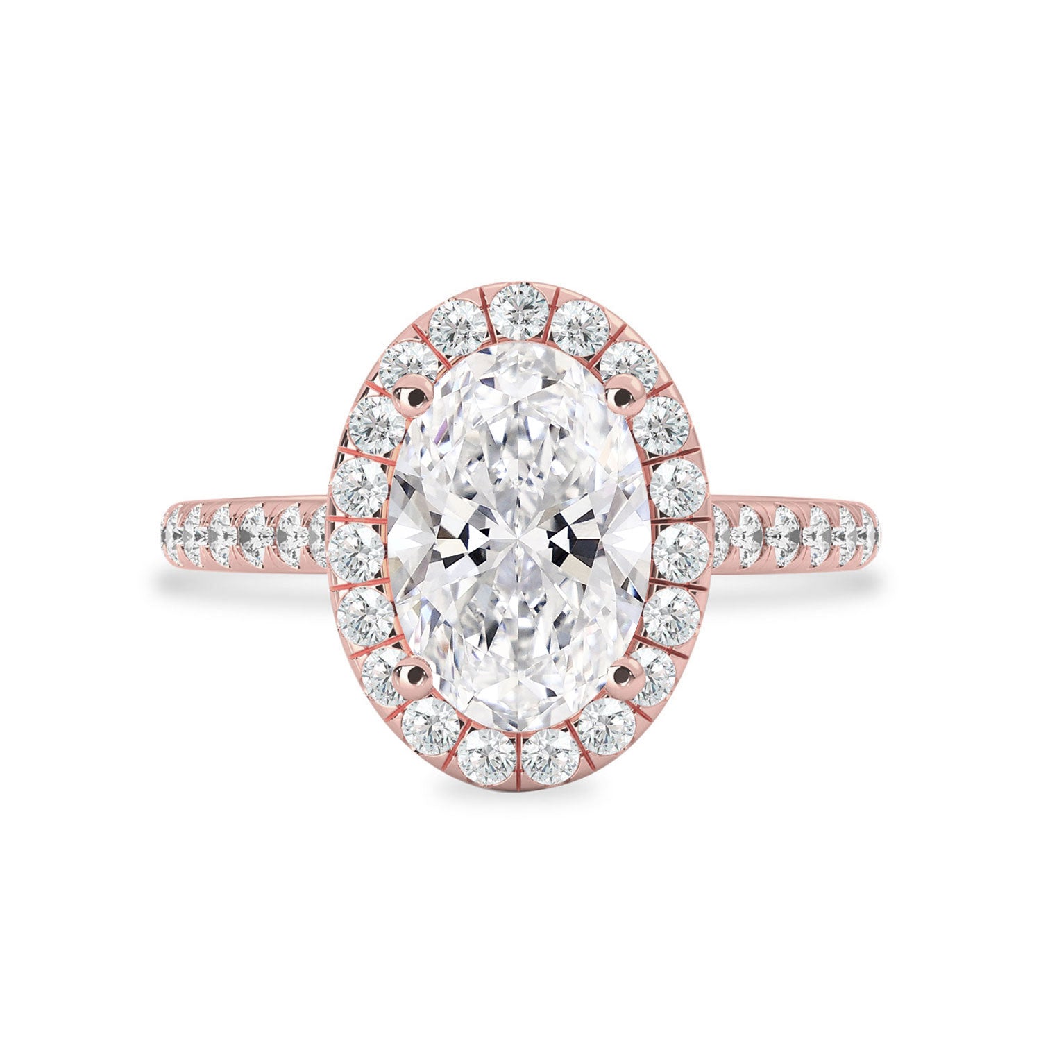 Emily Forever Halo Engagement Ring, Oval Cut With Pavé
