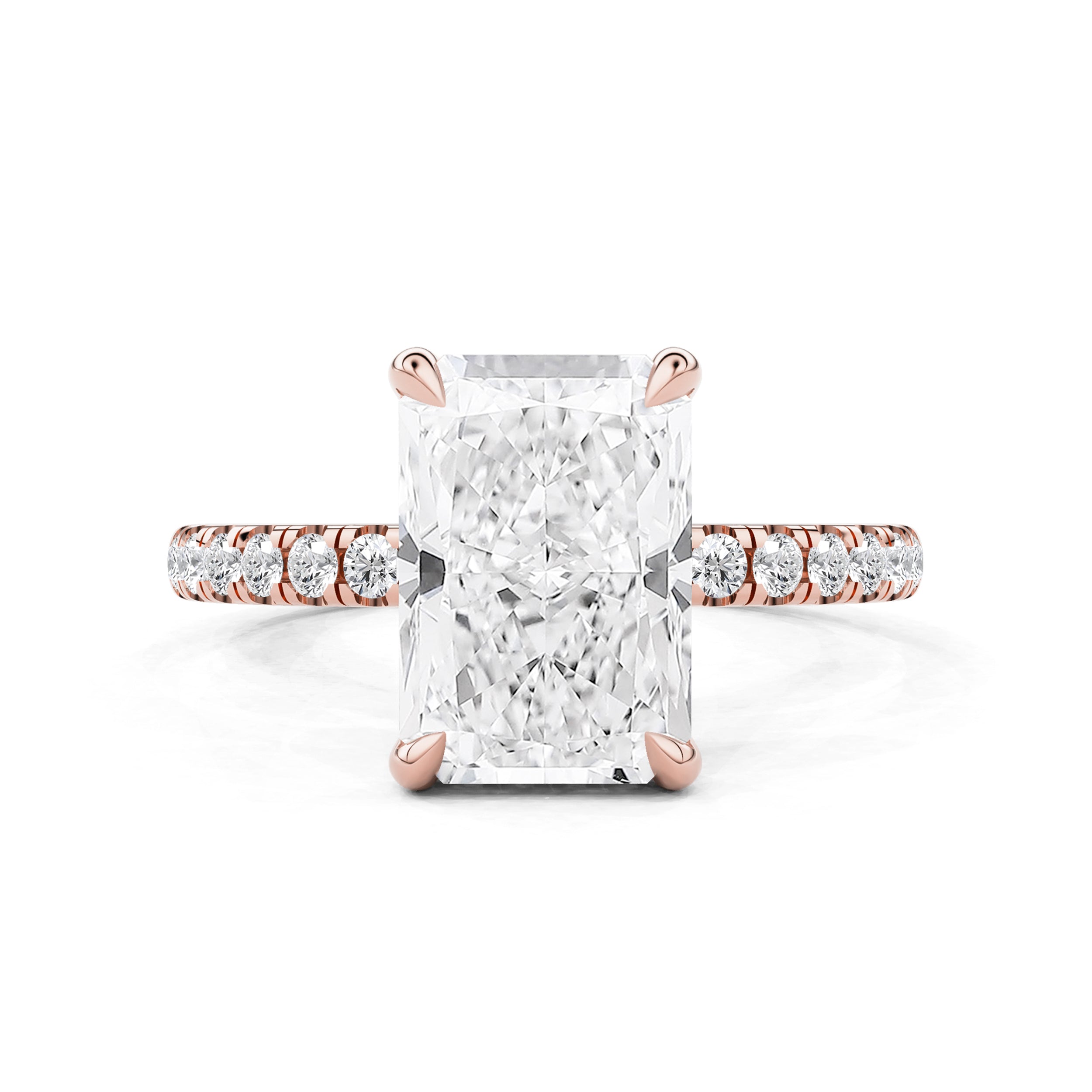 Kamila Radiant Cut Pavé Crown Hidden Halo Engagement Ring