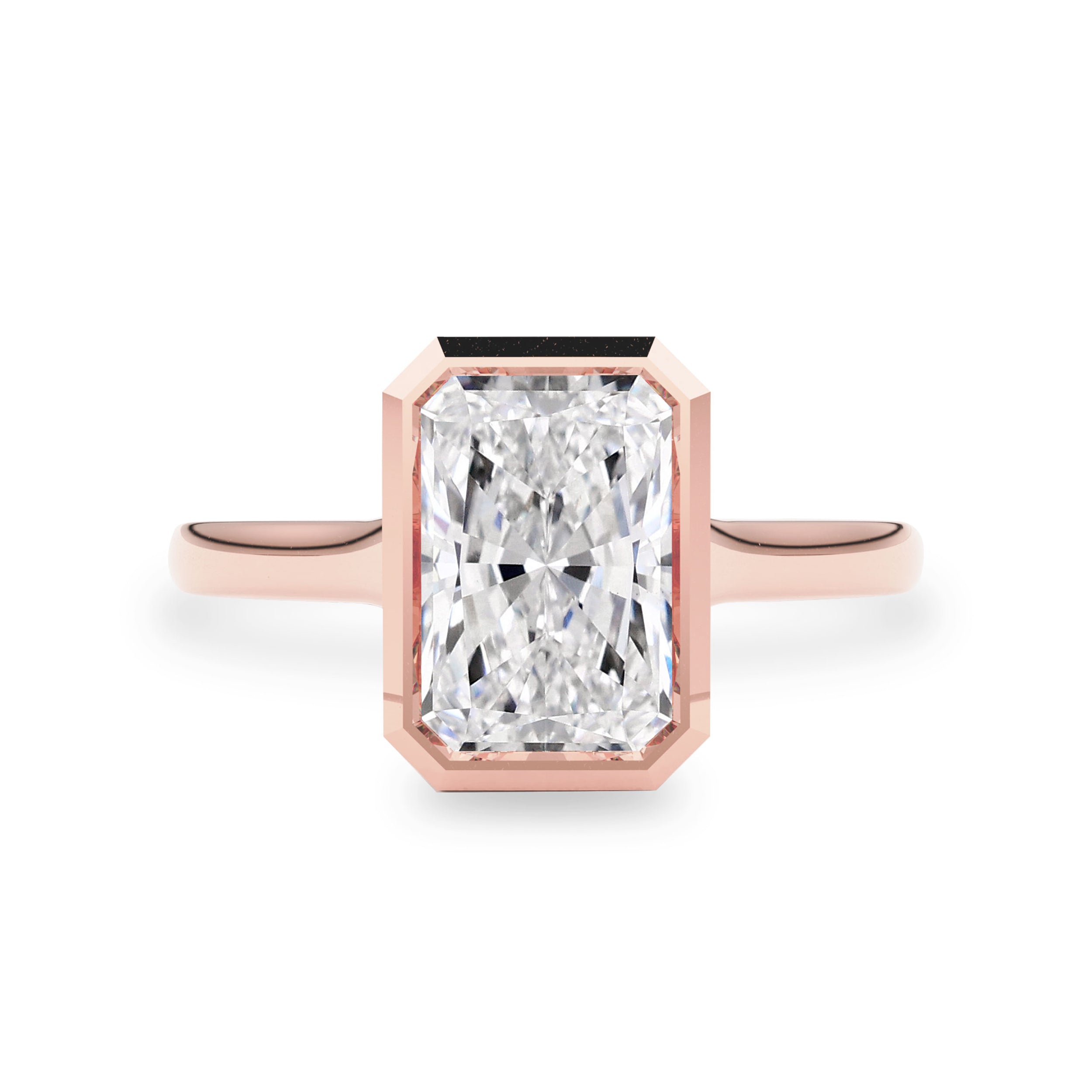 Carmen Radiant Full Bezel Engagement Ring, Moissanite/Lab Diamond