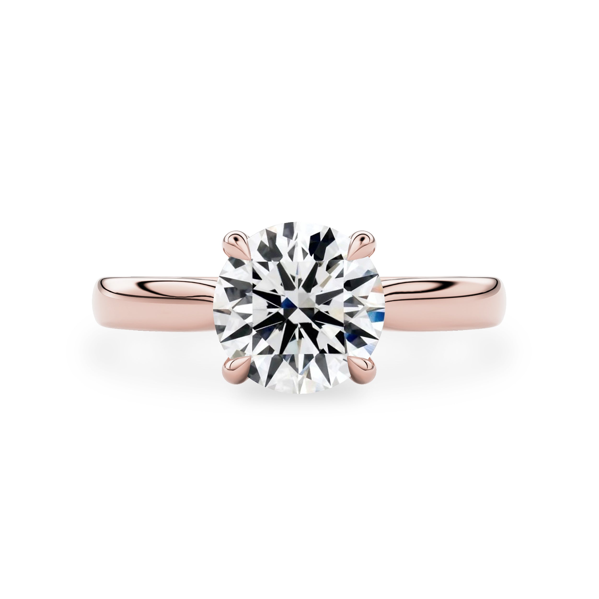 Lyra Round Cut Solitaire Cathedral Engagement Ring, Moissanite/Lab Grown Diamond