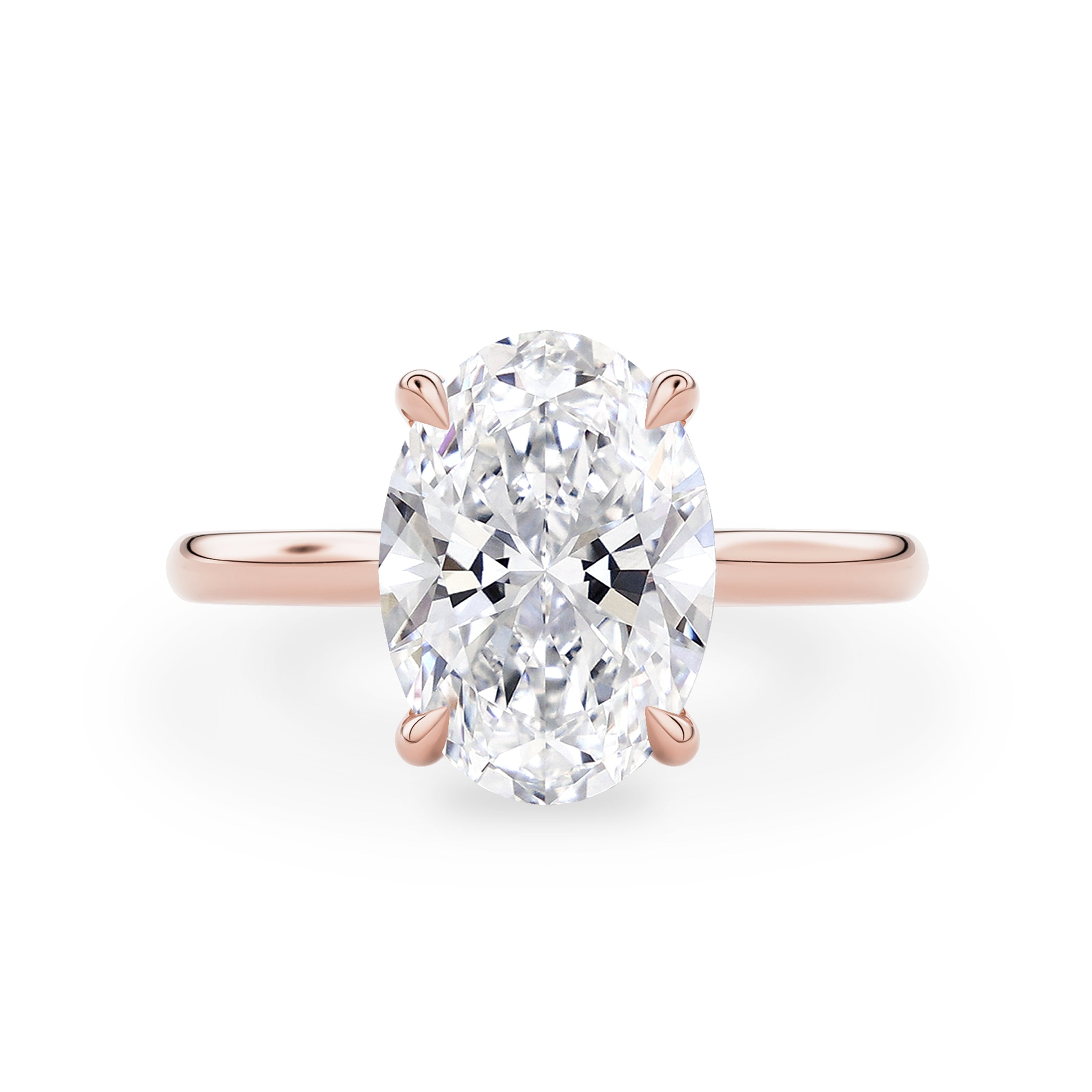 Ava Oval Solitaire Cathedral Engagement Ring, Moissanite/Lab Diamond