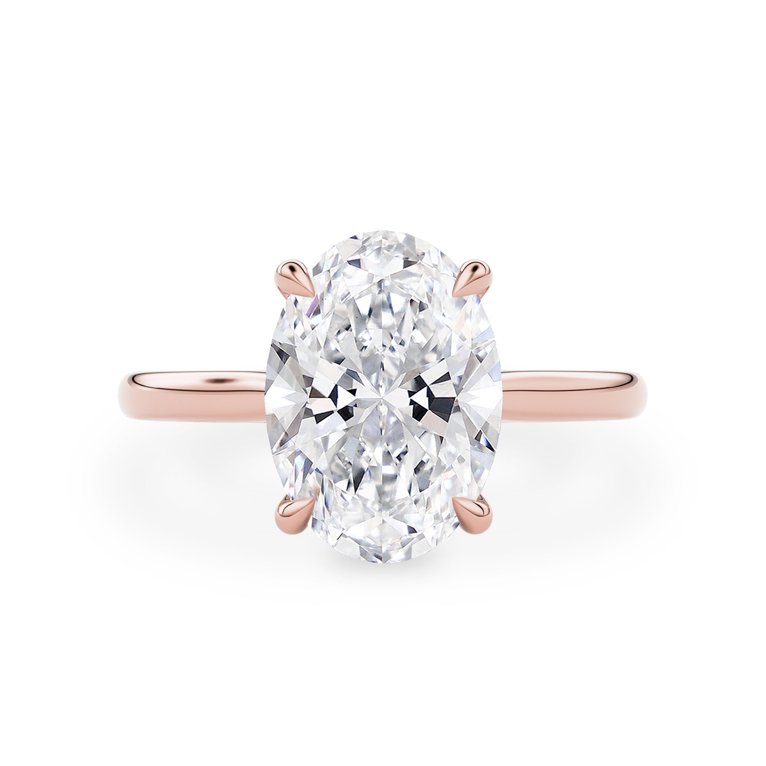 Rosalie Oval Hidden Halo Cathedral Engagement Ring, with Petal Basket