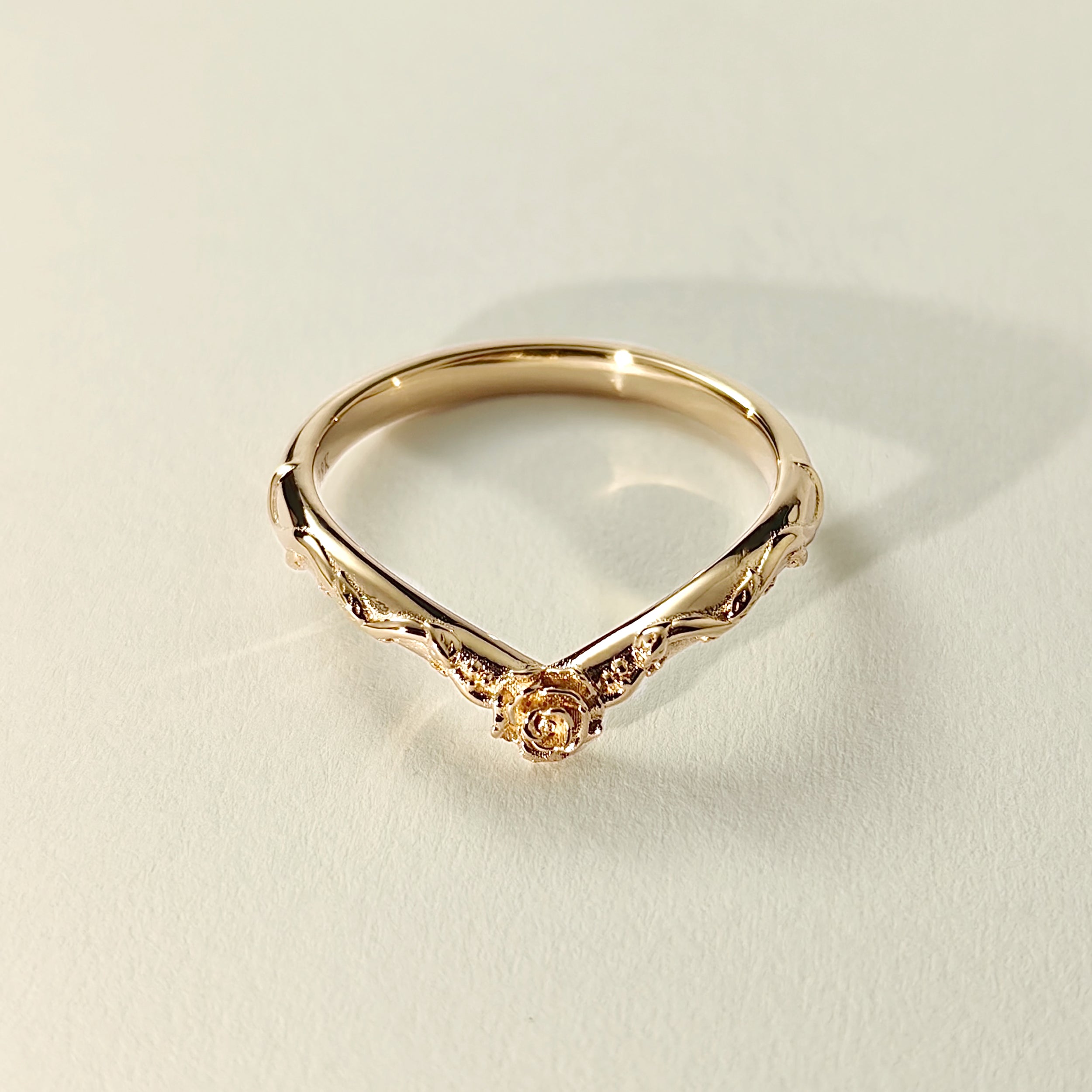 Bespoke #9185 - Customized Plain Curved Wedding Band w/ Rose and Vines