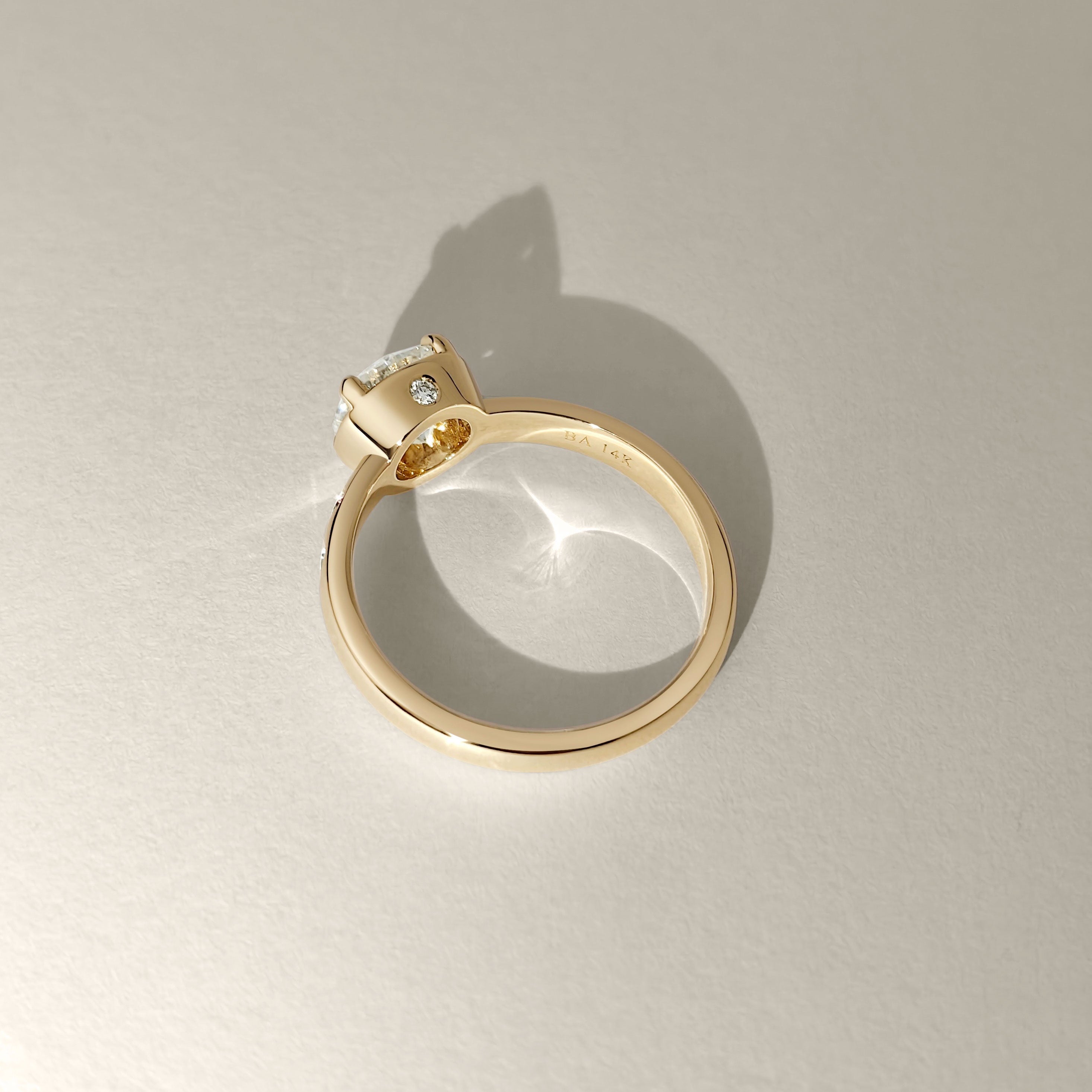 Serene Lagoon Round Retro Solitaire Engagement Ring, Flush Set