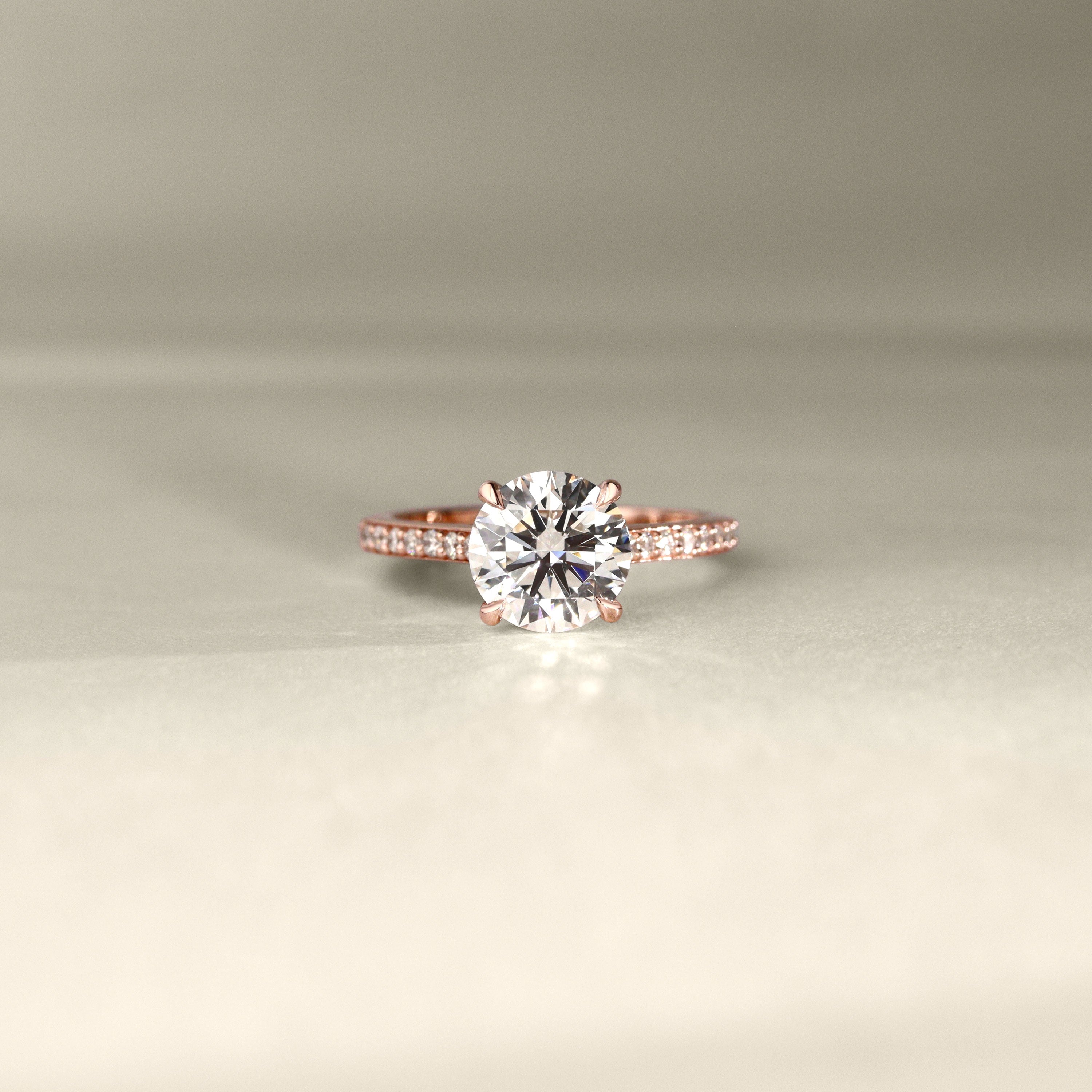 Bespoke #9180 - Round Cathedral Style Engagement Ring Set, 1.7ct Lab Grown Diamond