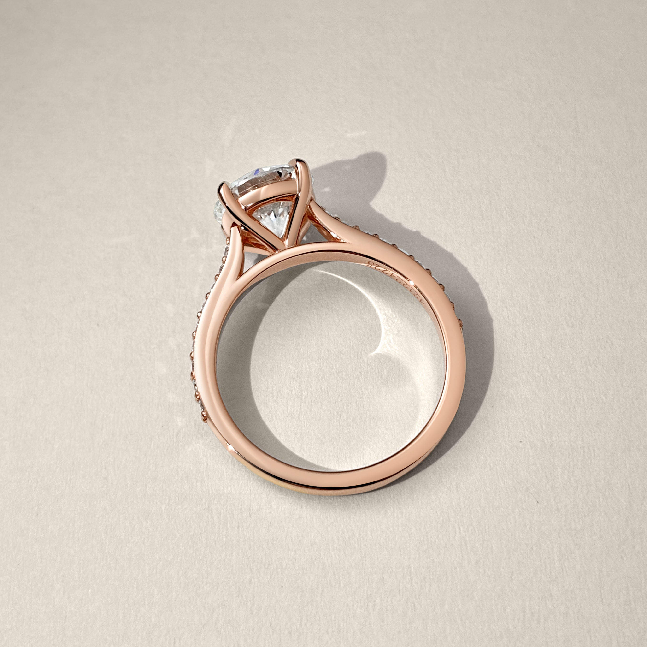 Bespoke #9180 - Round Cathedral Style Engagement Ring Set, 1.7ct Lab Grown Diamond