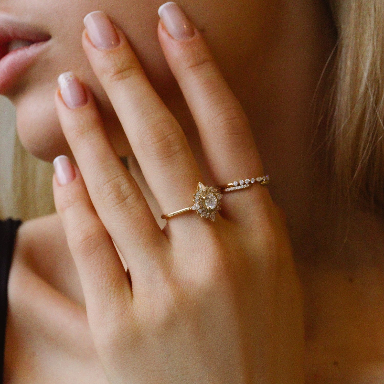 moissanite double halo ring