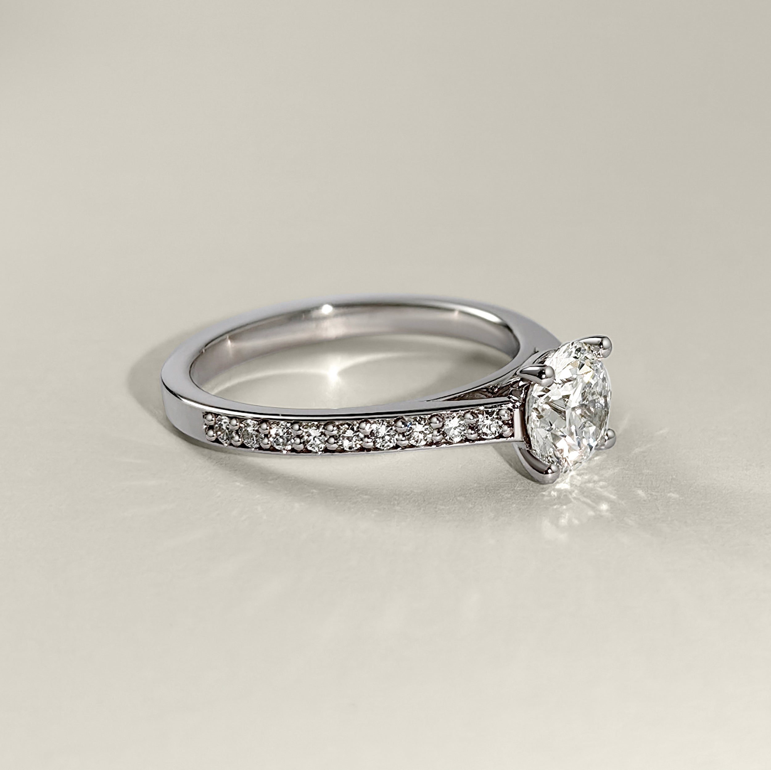 round-lab-diamond-Round-Cathedral-Pavé-Engagement-Ring-in-white-gold