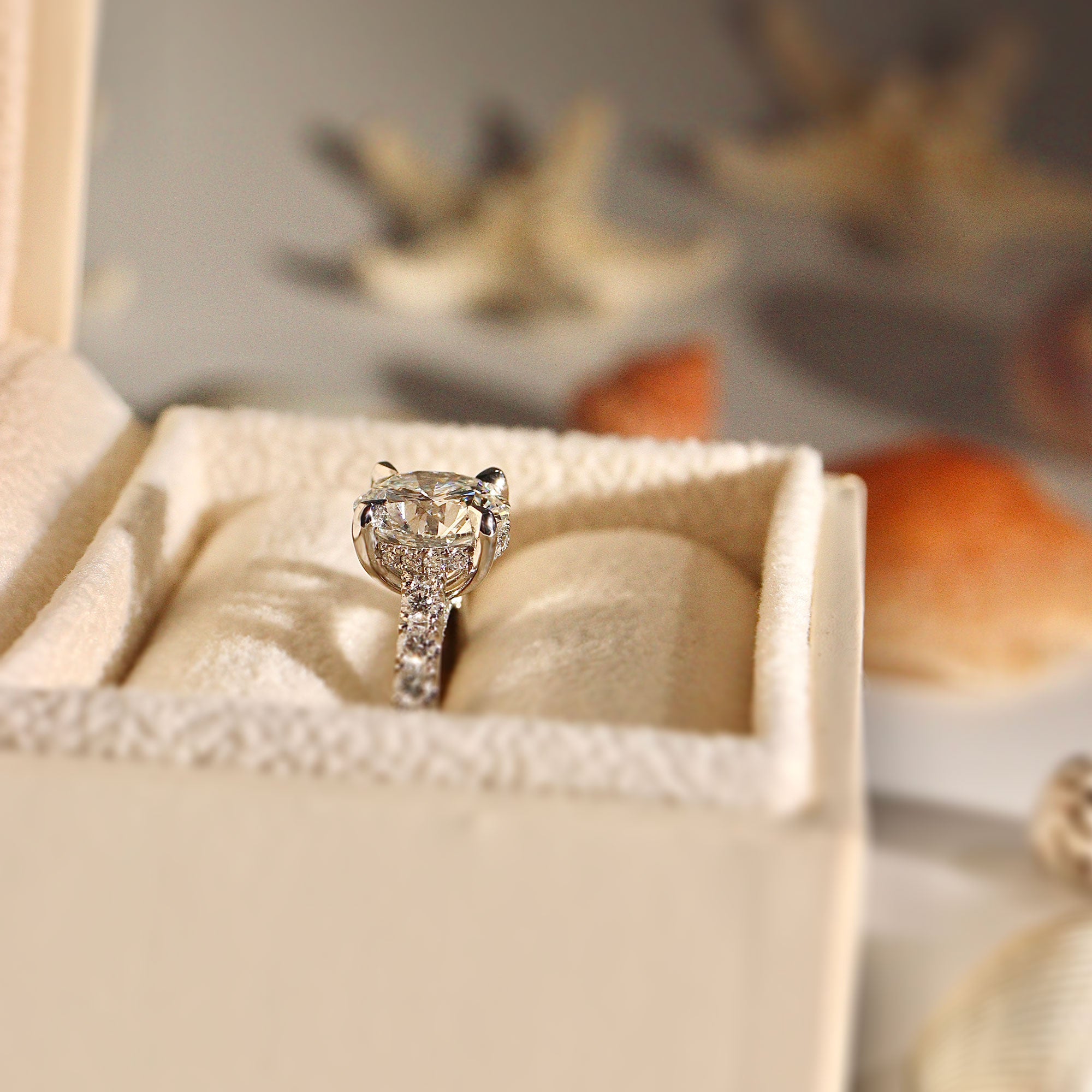 Riley Round Hidden Halo Engagement Ring, Moissanite/Lab Grown Diamond