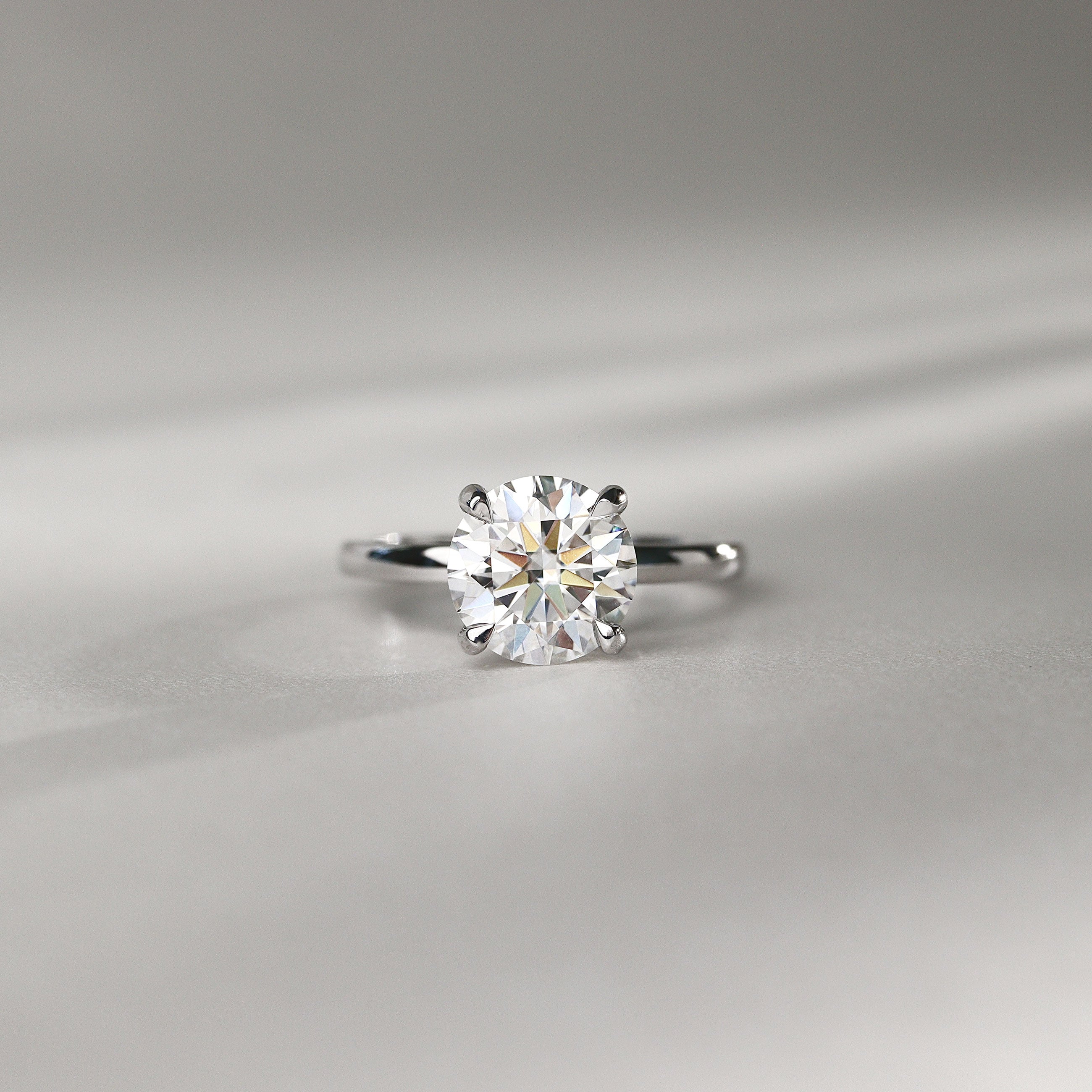 Amelia Round Hidden Halo Engagement Ring, High Set