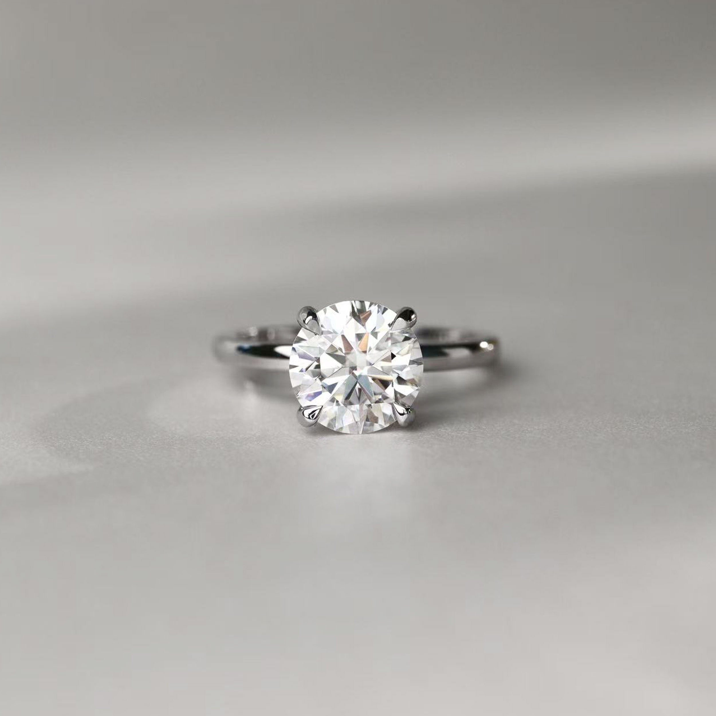 Chloe Round Cut Hidden Halo Engagement Ring, Moissanite/Lab Grown Diamond