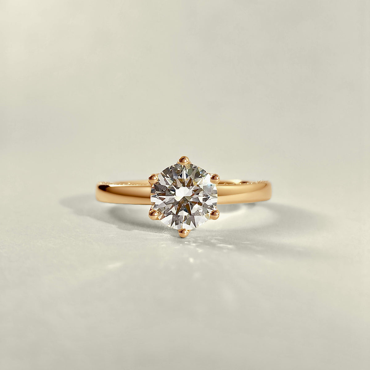 round tulip basket solitaire engagement ring with side pave