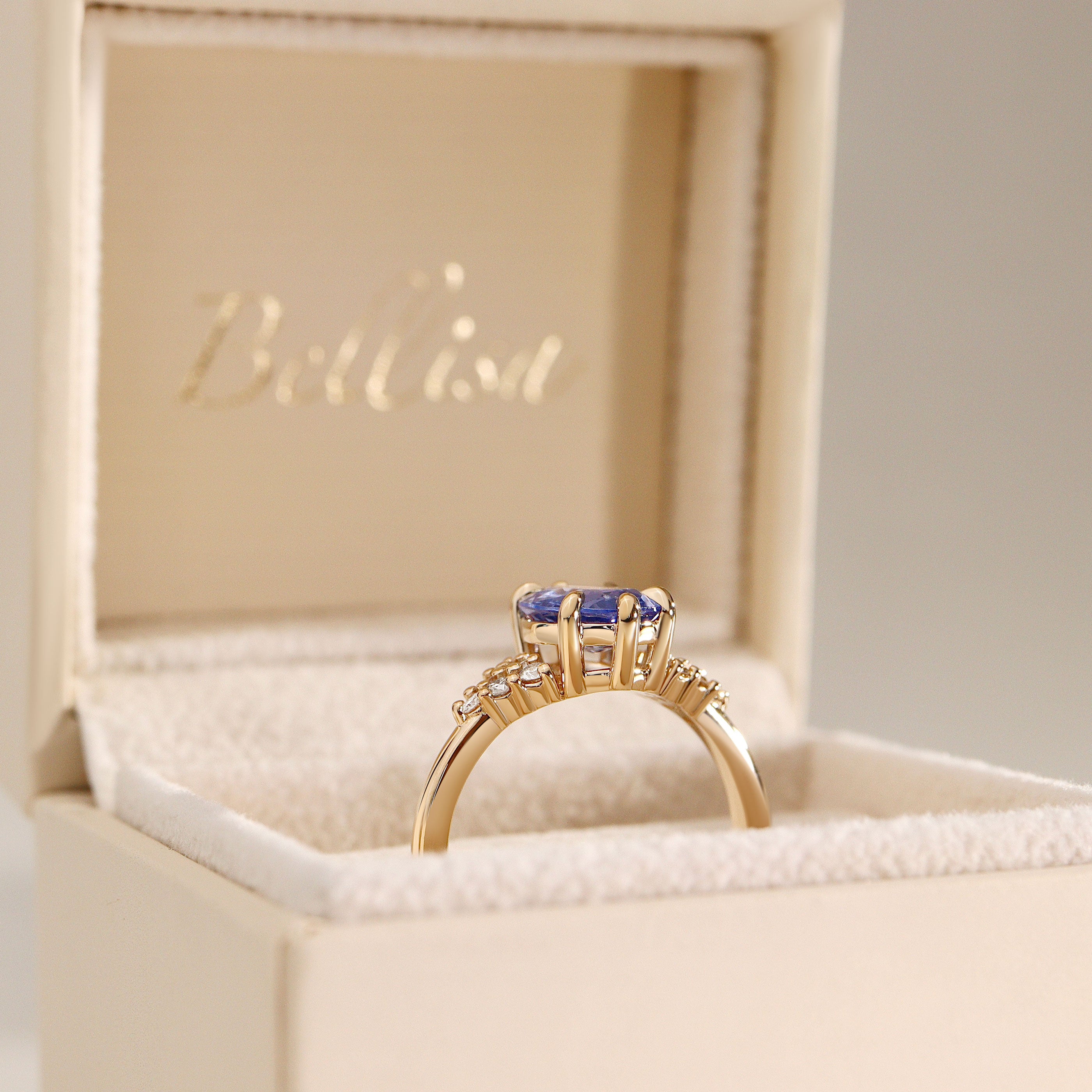 Emma Oval Natural Blue Sapphire Engagement Ring