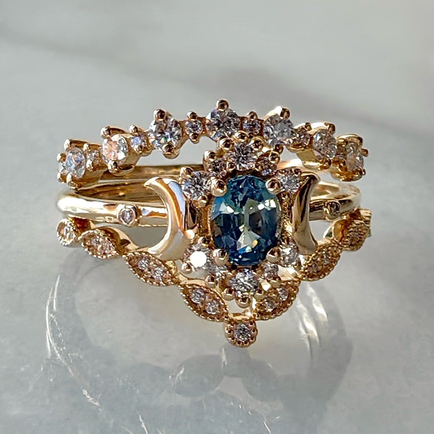 1920s Milgrain Marquise Dot V Curved Eternity Ring