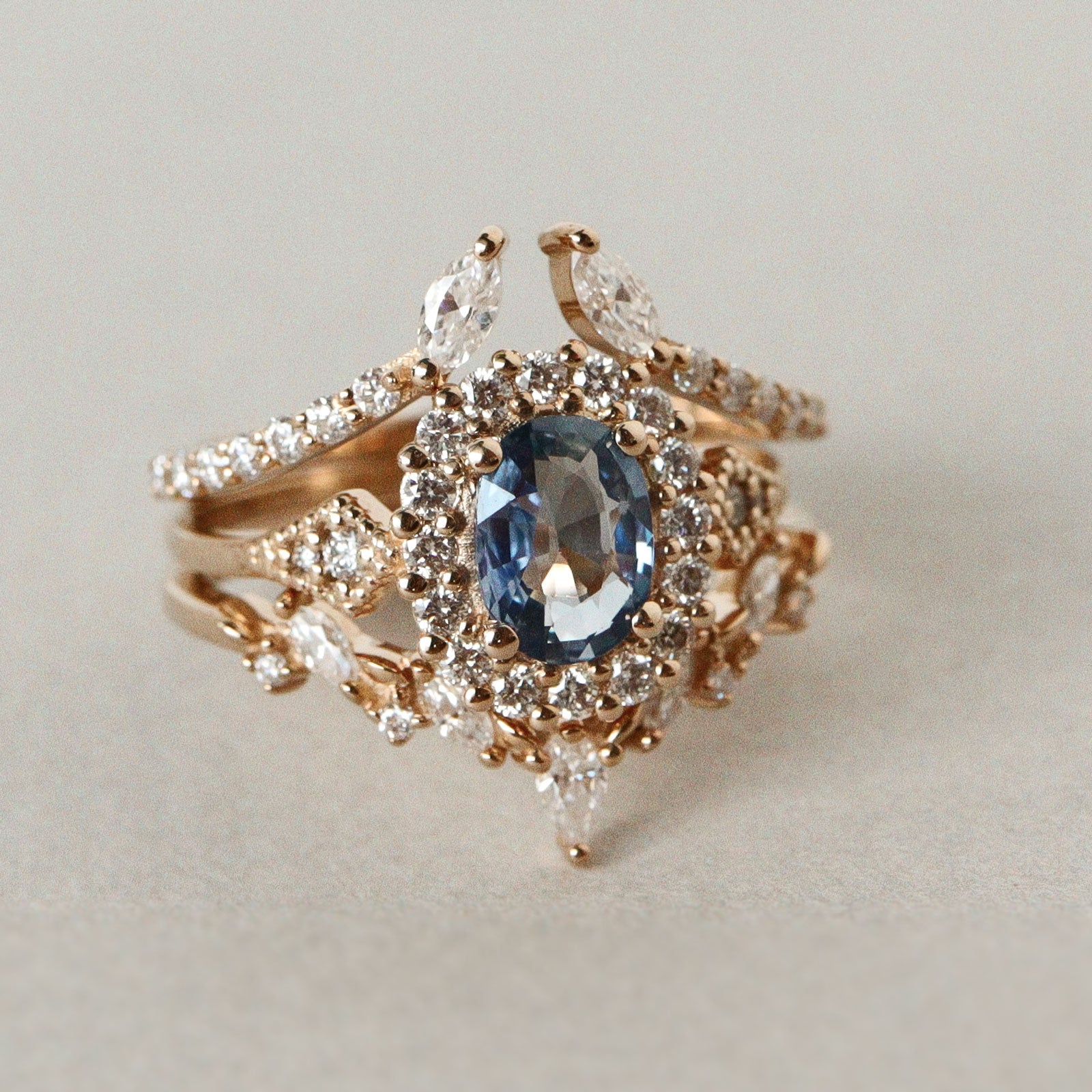Eyes of Love Curve Open Ring, Marquise With Round Brilliant