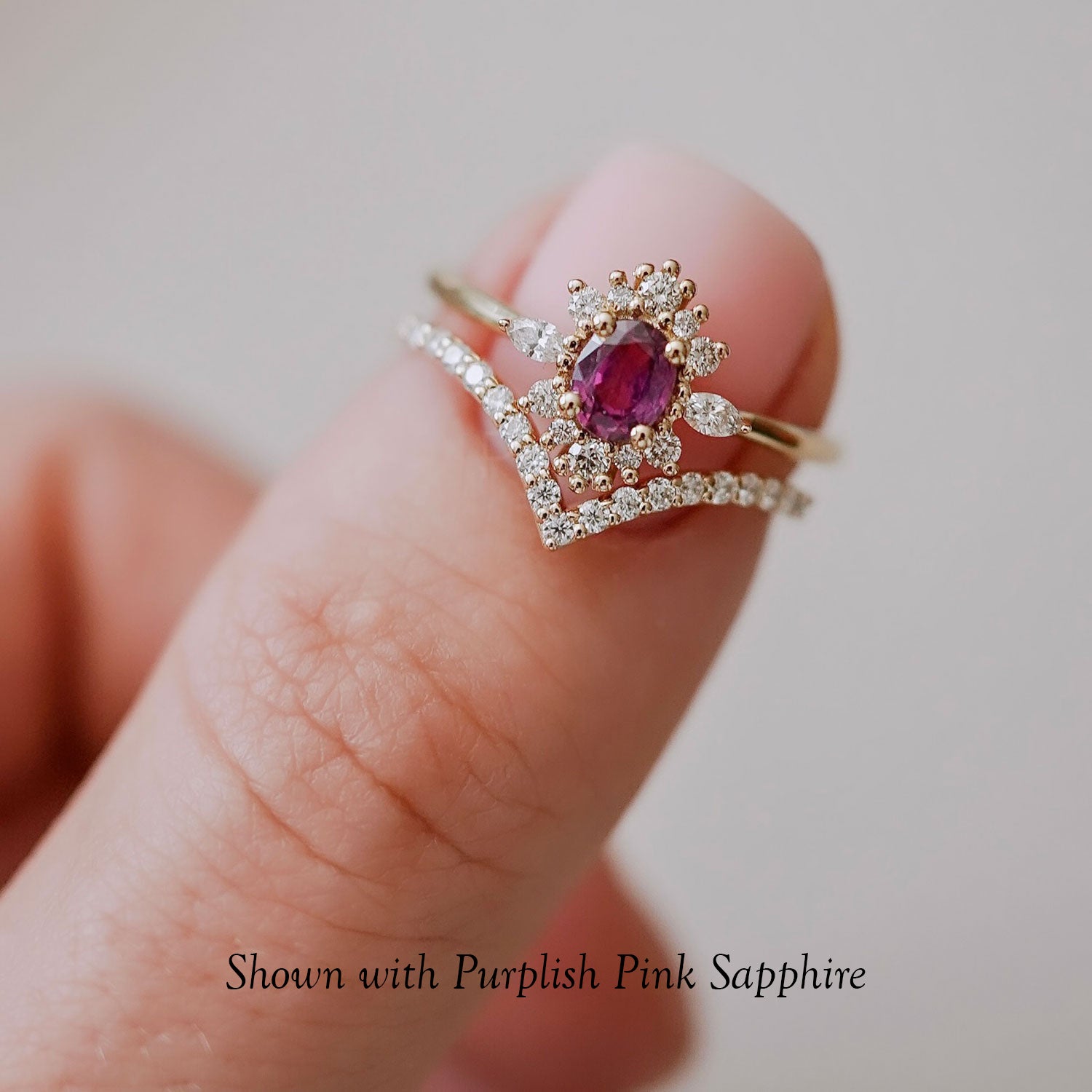 Mystical Love Half Halo Engagement Ring, Natural Sapphire