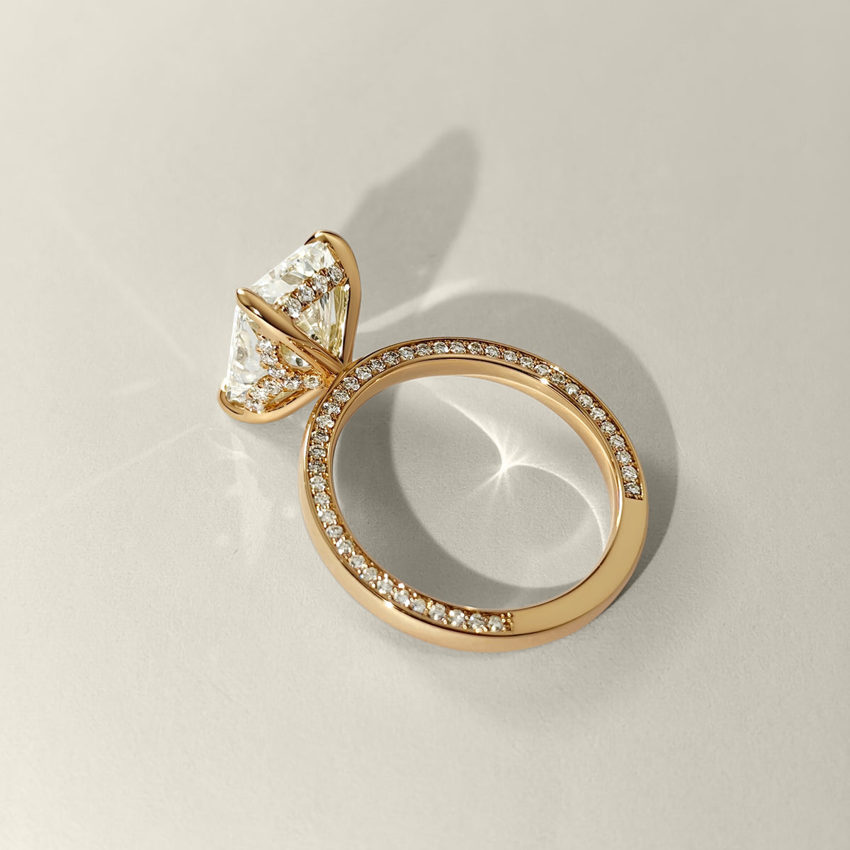 side pave hidden halo engagement ring