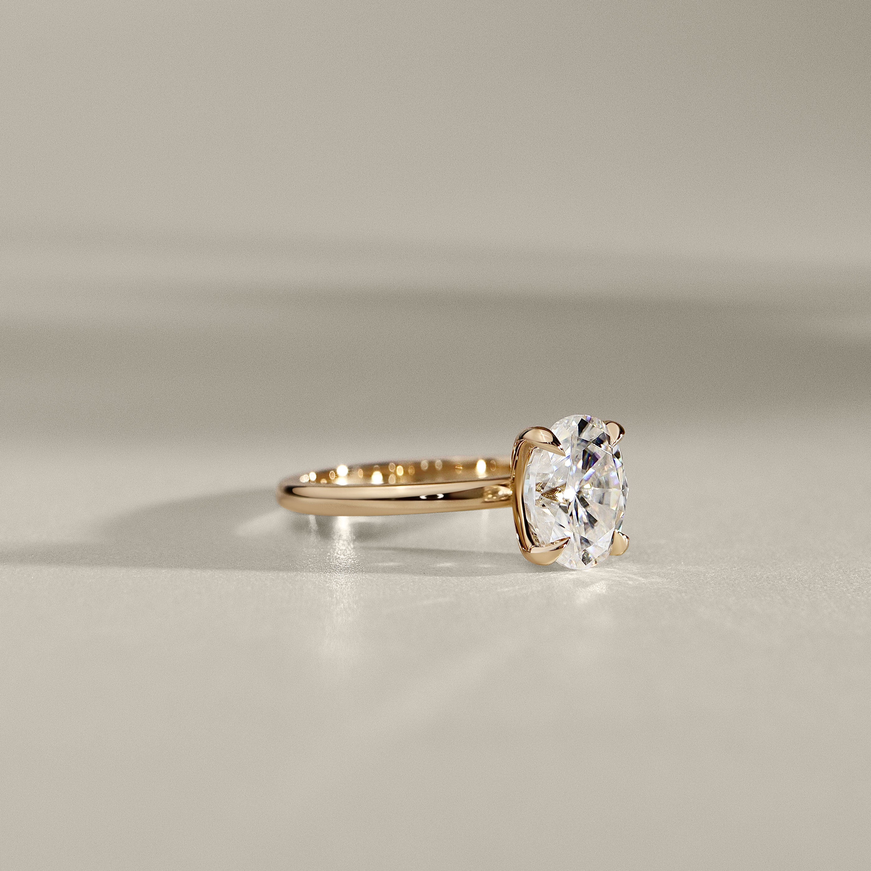 Calista Oval Cut Solitaire Engagement Ring, Moissanite/Lab Grown Diamond