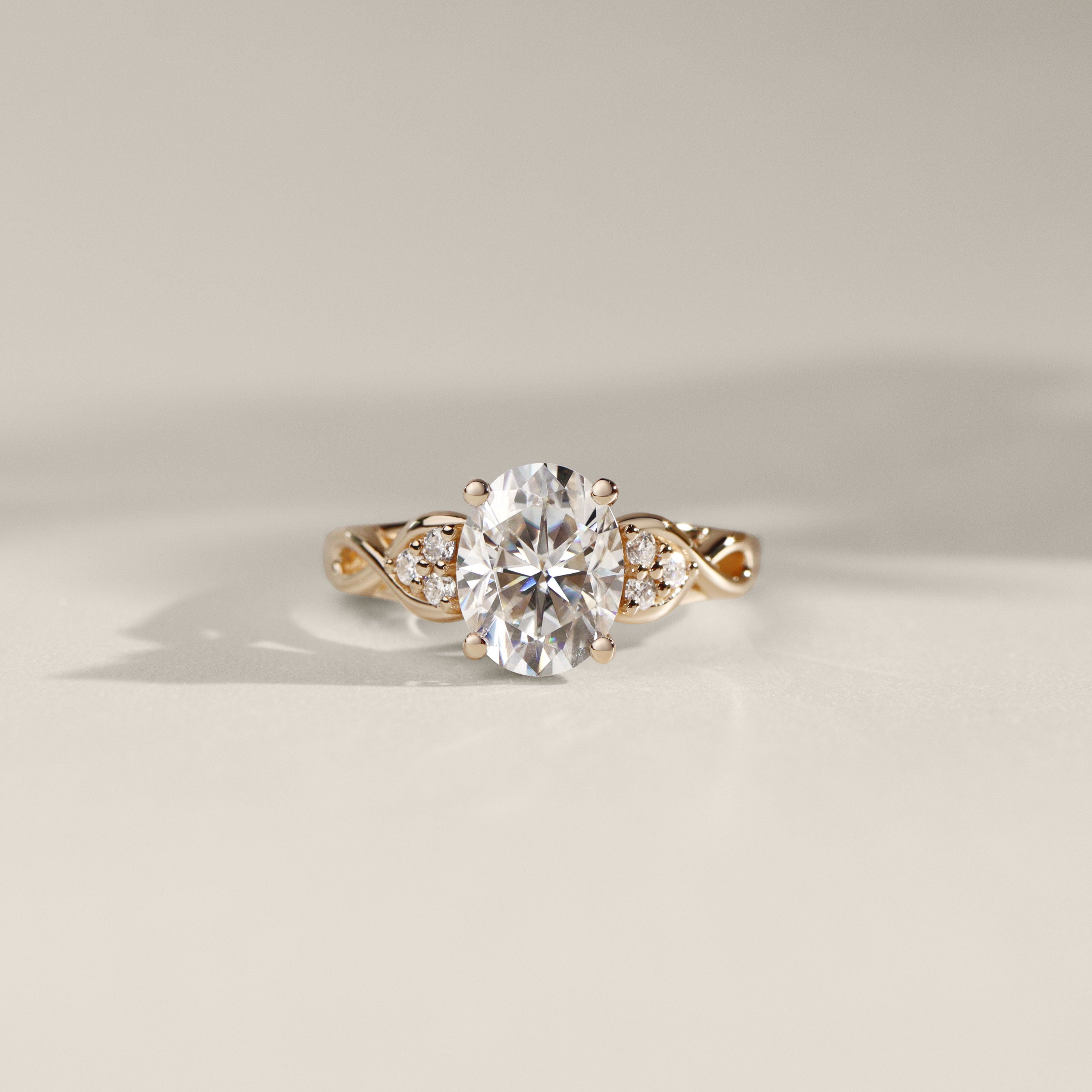 Serene Swan Oval Infinity Engagement Ring, Cathedral