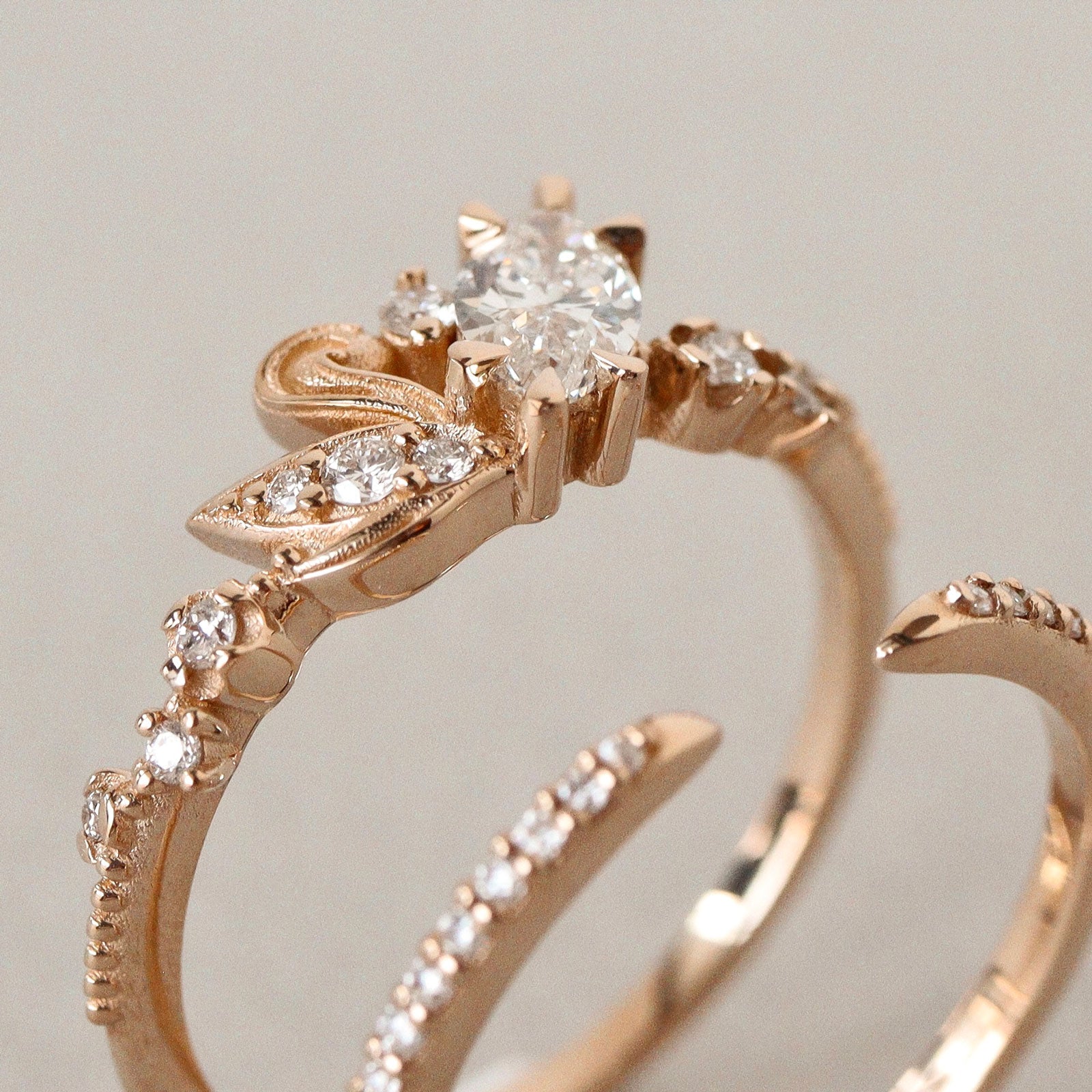 Marquise Love Swan Nature Inspired Engagement Ring, Marquise Cut With Single Swan