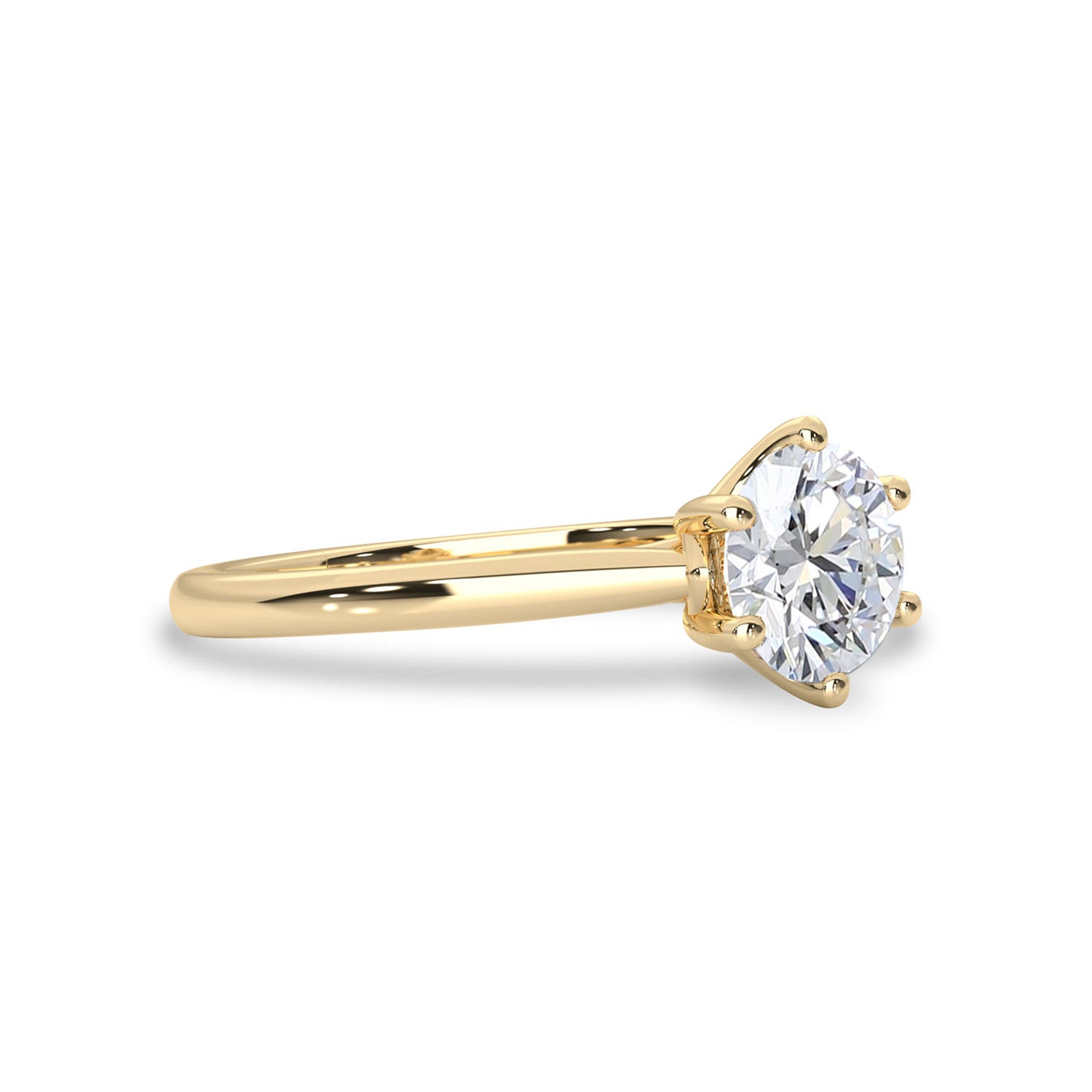 Jolie Round Moissanite Trellis Solitaire Engagement Ring yellow gold