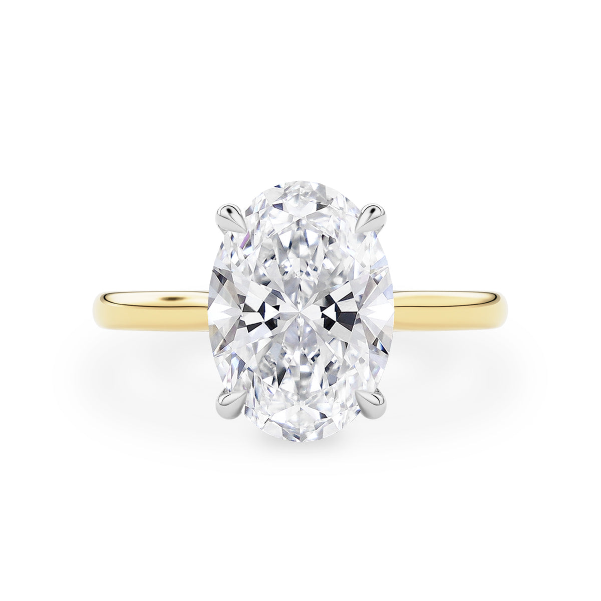Customize- Two Tone Rosalie Oval Hidden Halo Cathedral Engagement Ring