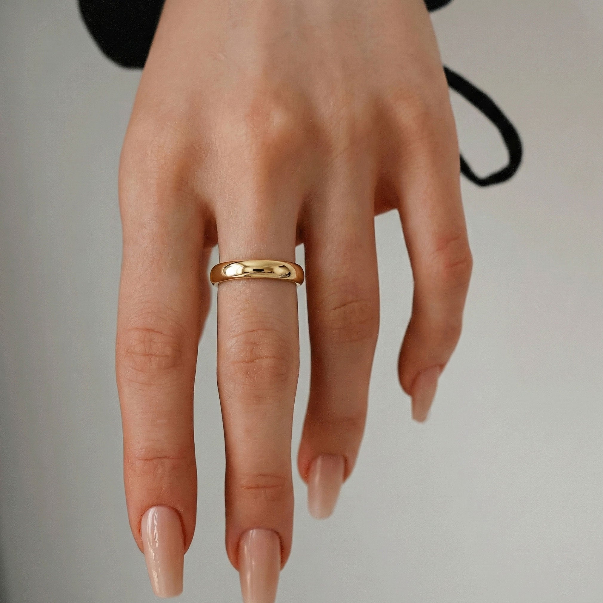 4mm Half Round Forever Wedding Band, 14k Gold