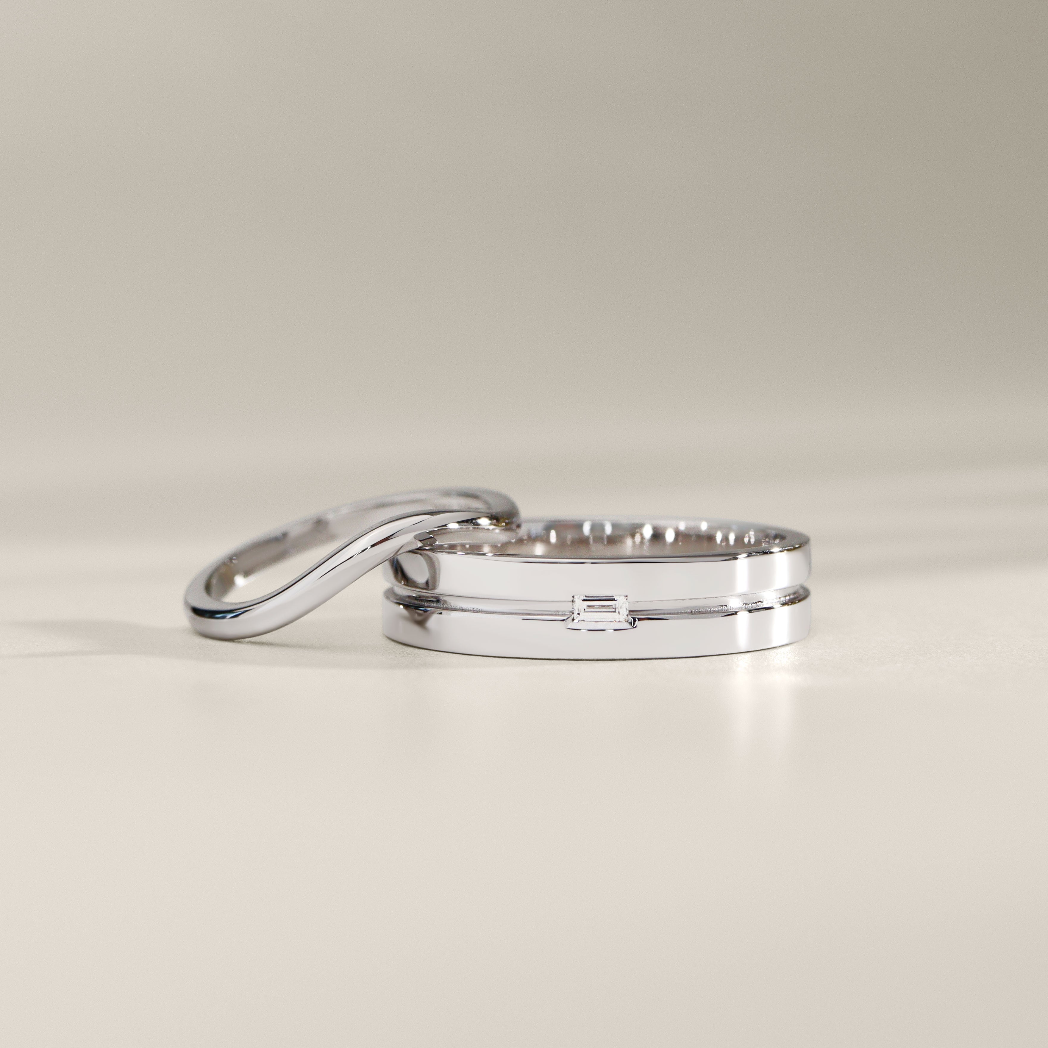 Flush Set Baguette Cut 5.5mm Forever Wedding Band, 14k Gold