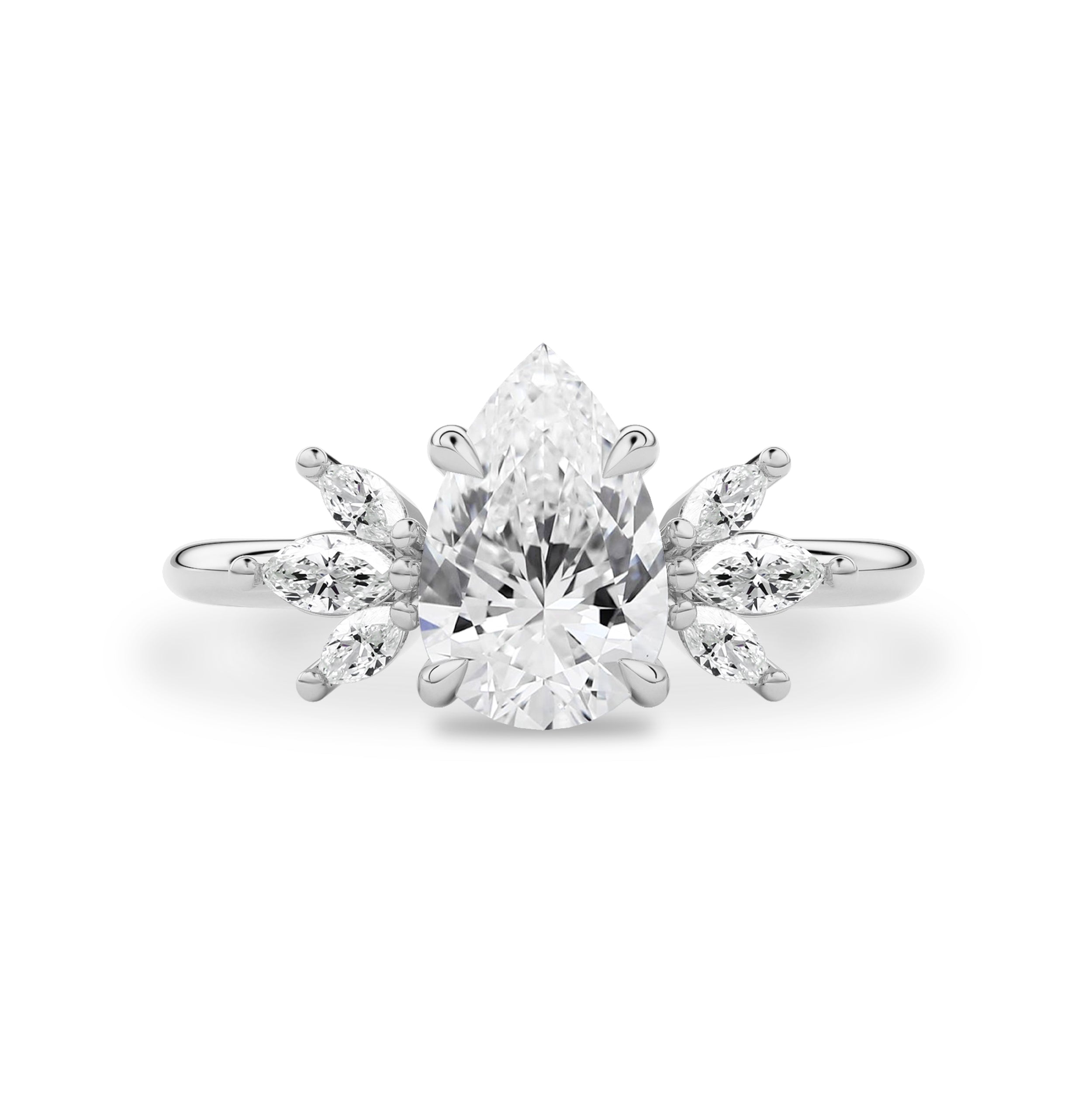 Wings of Love Pear Cut Marquise Cluster Engagement Ring