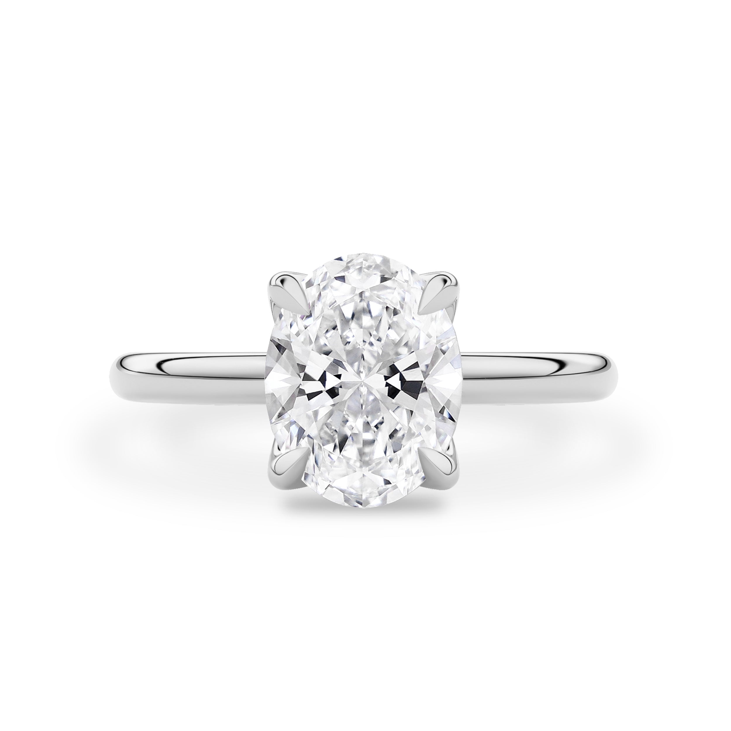 Oval Purity Petal Solitaire Engagement Ring, Moissanite/Lab Grown Diamond