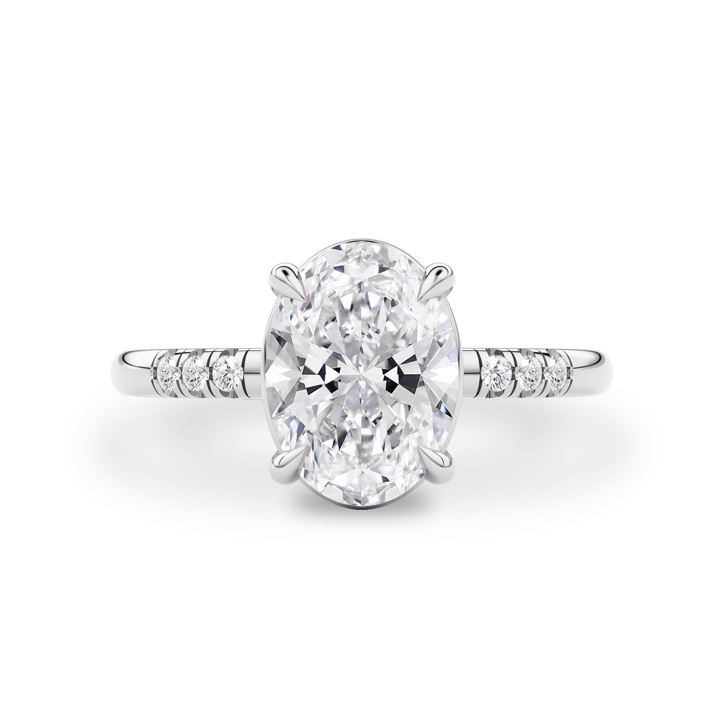 Eternal Dream Oval Pavé Engagement Ring, Moissanite/Lab Diamond